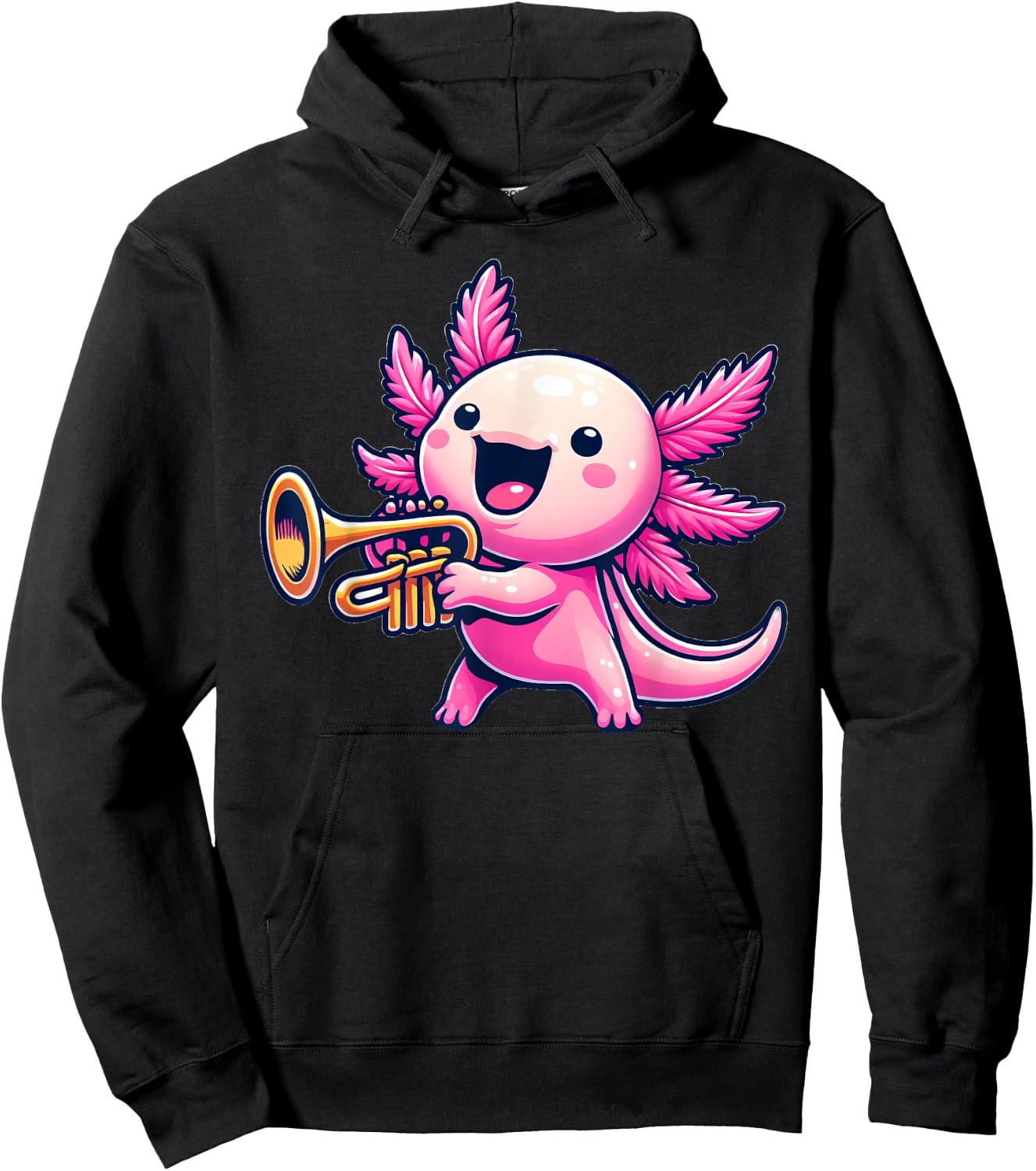 Axolotl Playing Trumpet Axolotls Musician Music Hoodie - Hoodie | Black