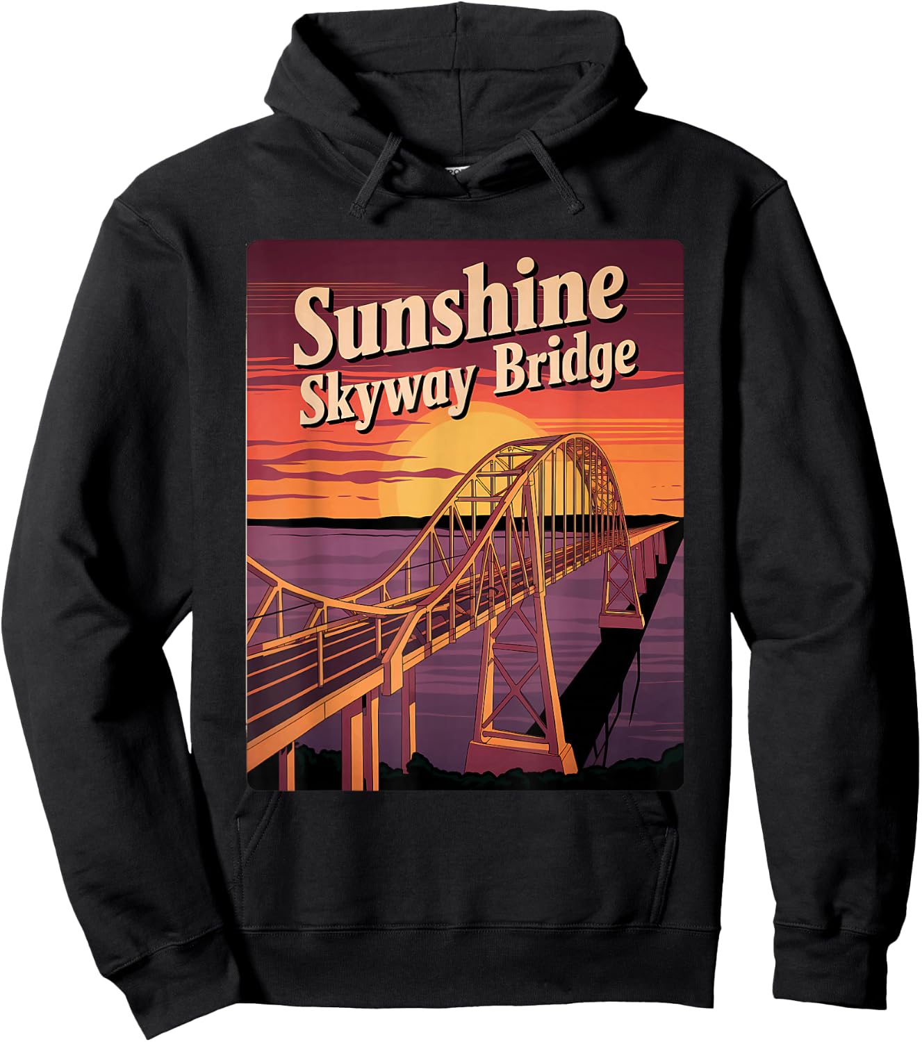 Vintage Sunshine Skyway Bridge Memento Tampa Bay Landmark Hoodie - Hoodie | Black
