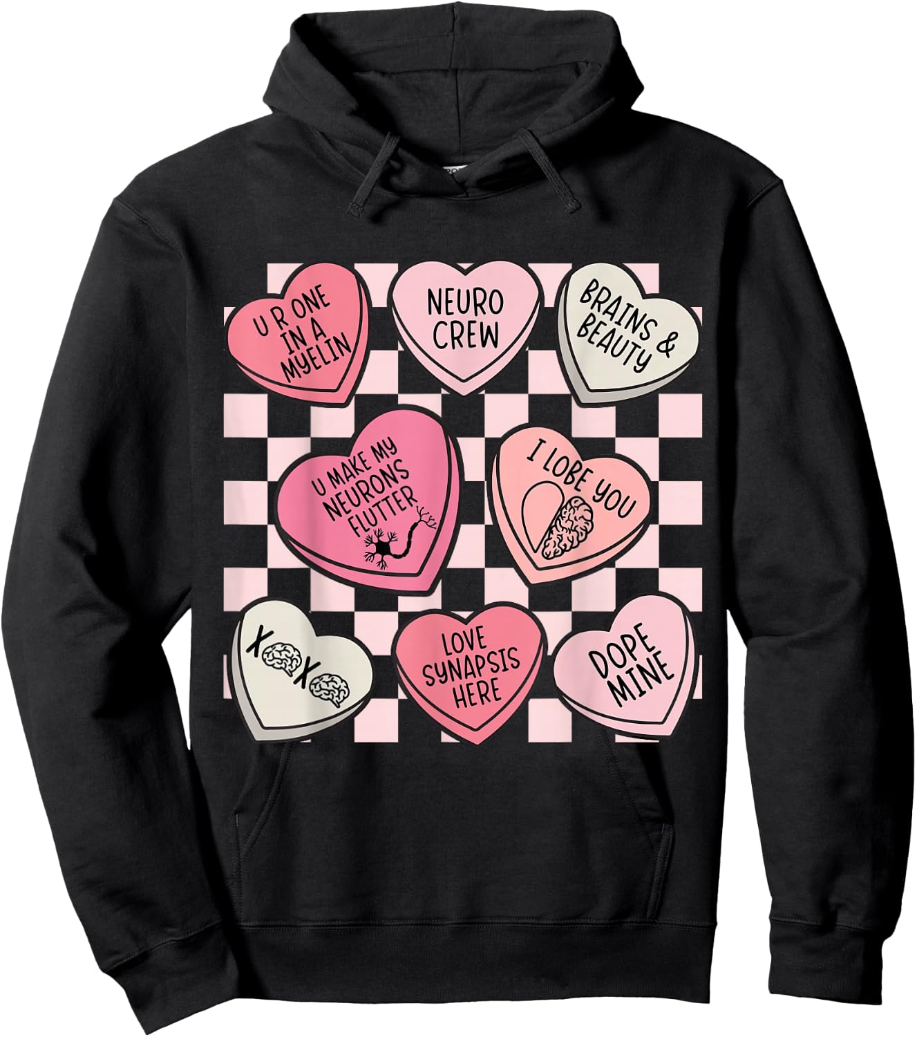 Neurology Nursing Valentines Neuro Nurse Neurologist Brain Hoodie - Hoodie | Black
