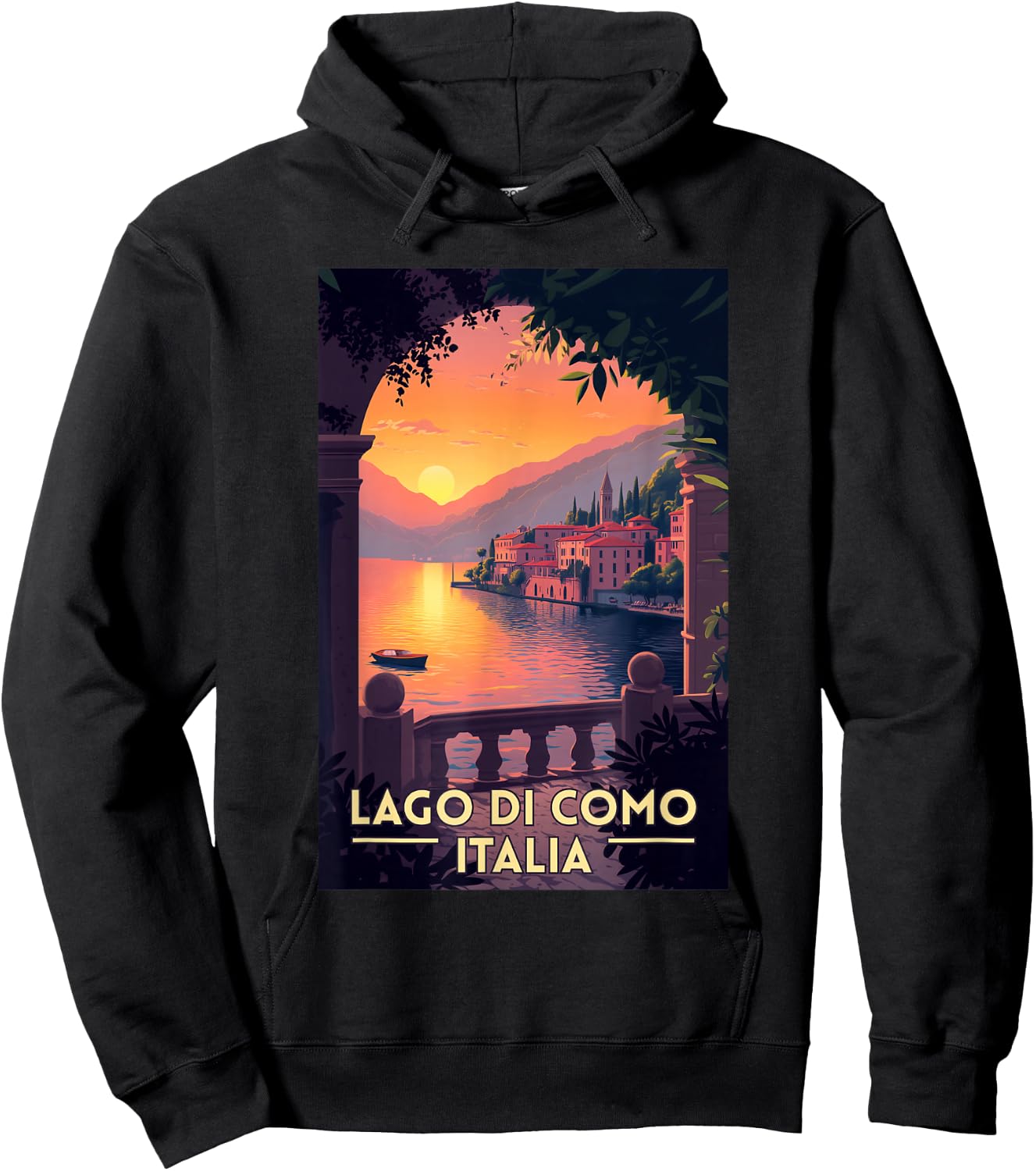 Lake Como Lago di Como Italy Souvenir Retro Hoodie - Hoodie | Black