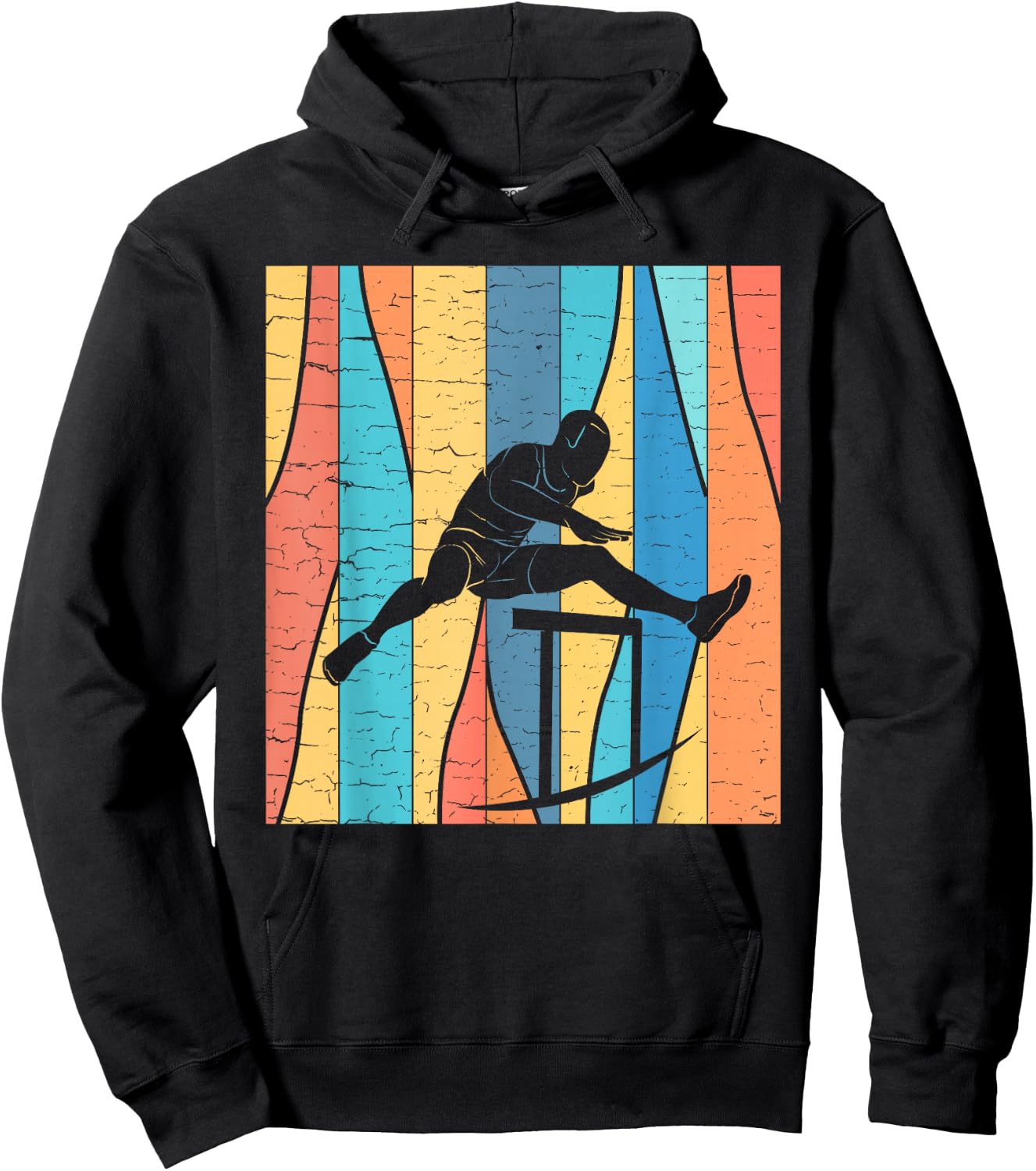 Retro Vintage Design Hurdles | Track And Field Hoodie - Hoodie | Black