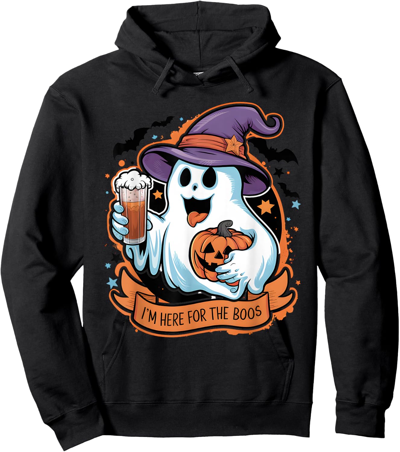 Funny Halloween I'm Just Here For The Boos Beer Lover Hoodie - Hoodie | Black