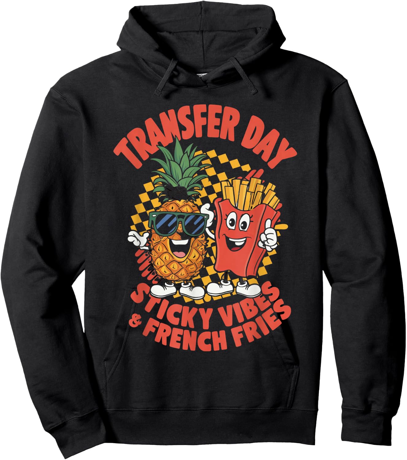 Groovy Transfer Day Sticky Vibes IVF Couple Embryo Hoodie - Hoodie | Black