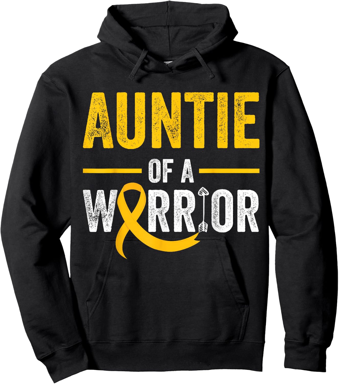 Auntie Of A Warrior Childhood September Cancer Awareness Hoodie - Hoodie | Black