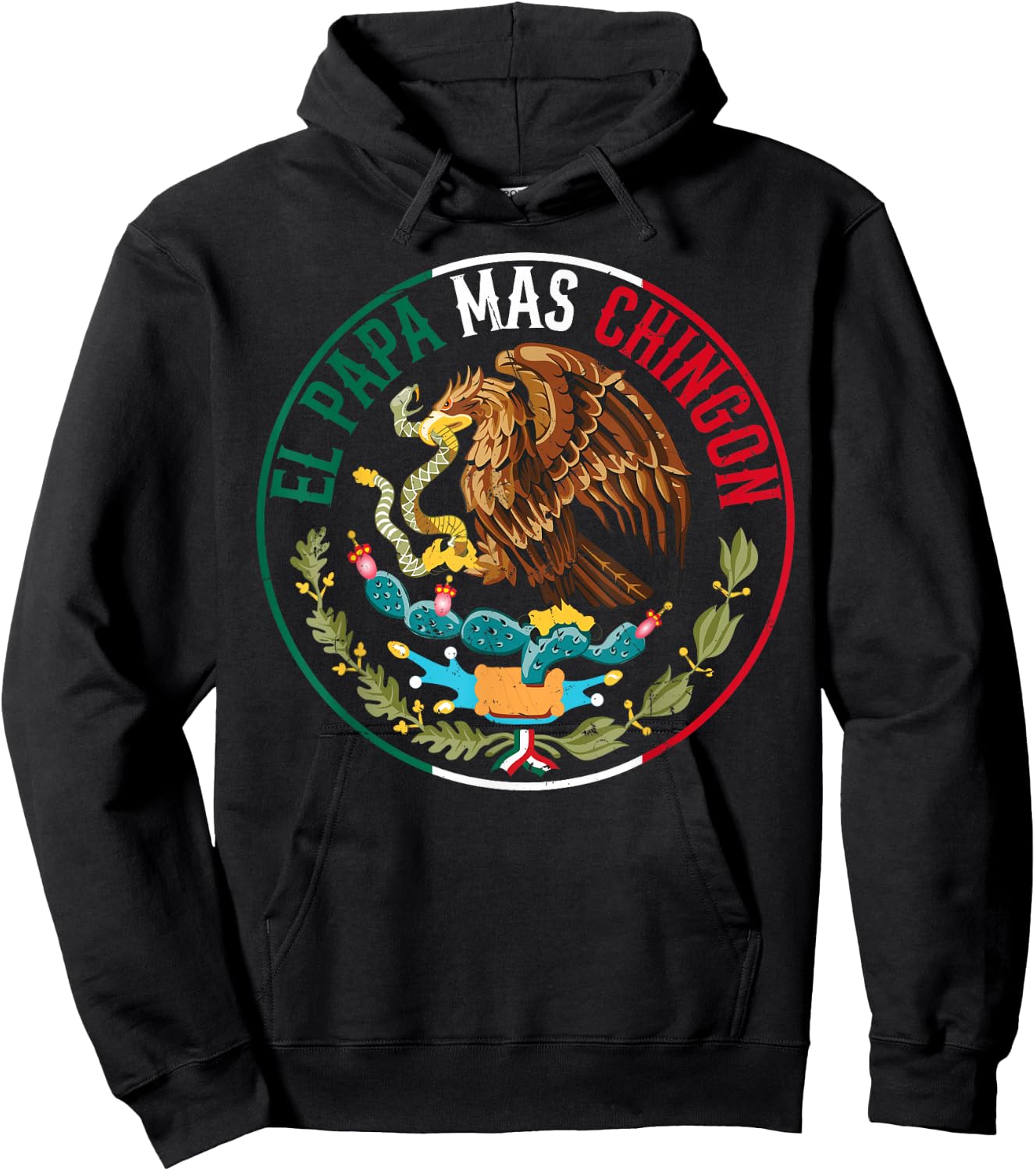 Father's Day El Papa Mas Chingon Funny Mexican Dad Spanish Hoodie - Hoodie | Black