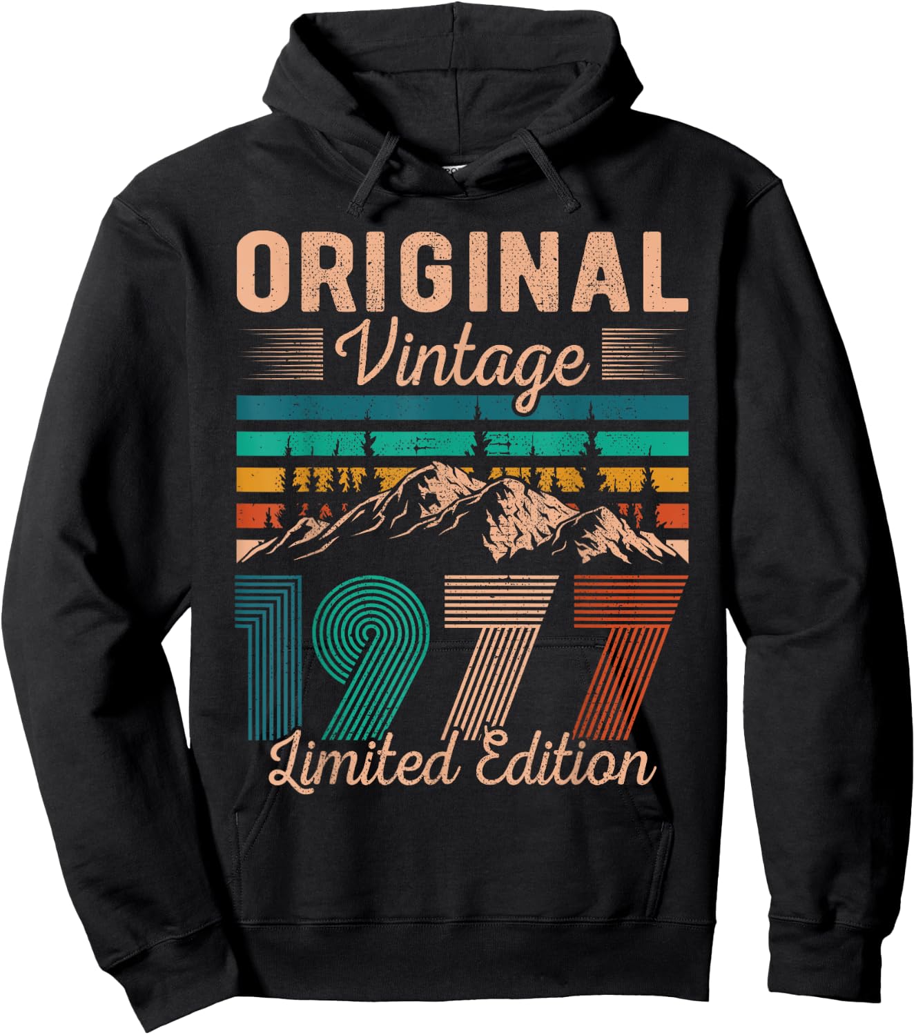 Legendary Since 1977 Birthday Hiking Mountains Vintage 1977 Hoodie - Hoodie | Black