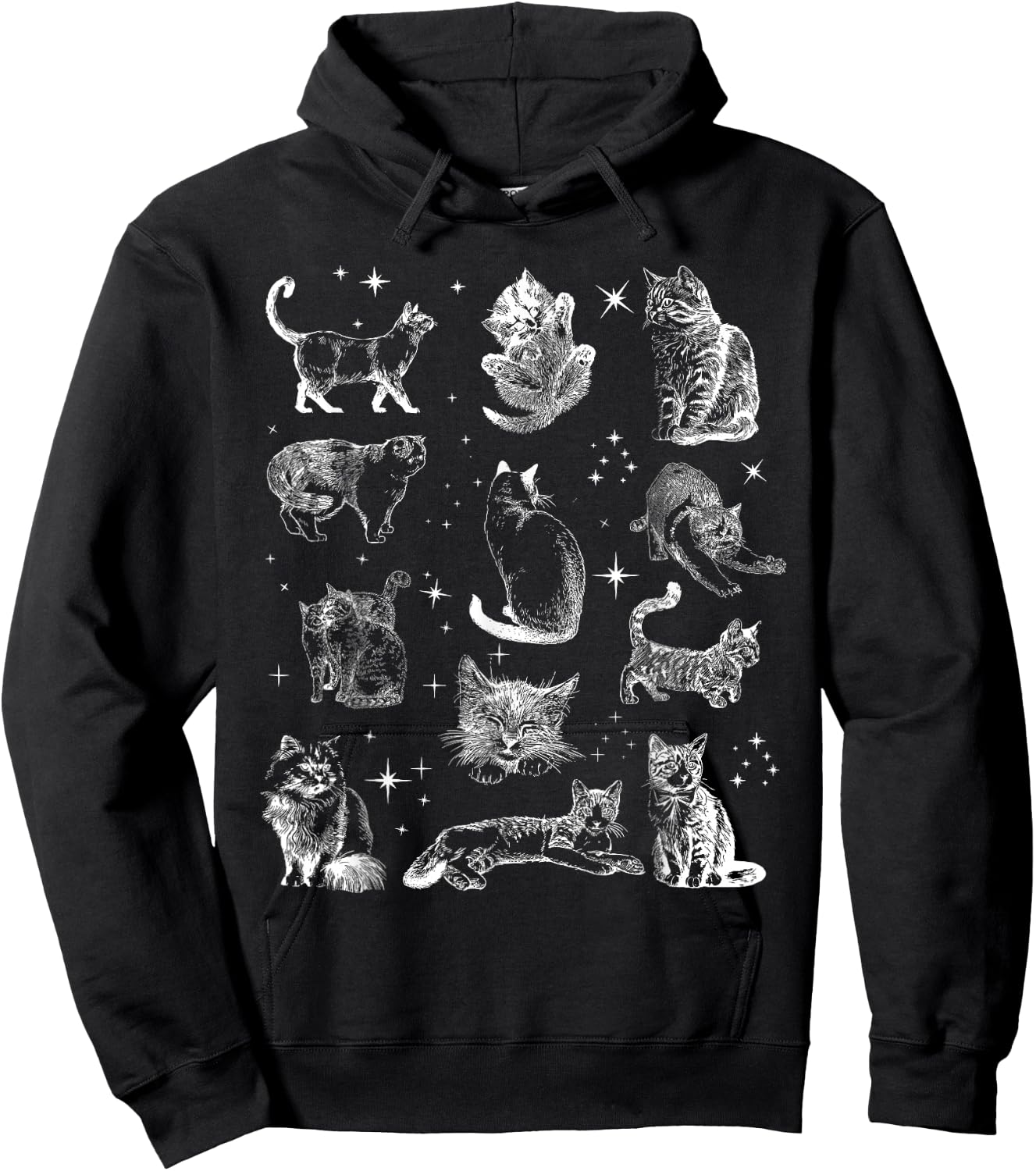 Vintage 90s Tattoo Cat Retro Kitten Nature Cat Lover Cat Mom Hoodie - Hoodie | Black