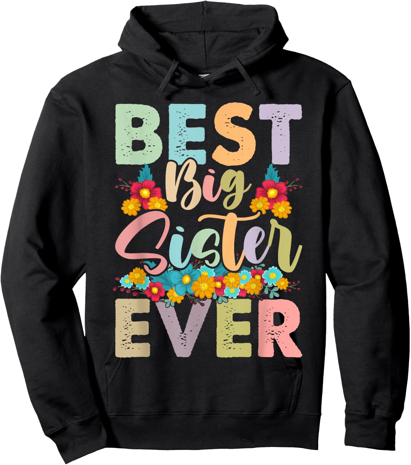 Youth Best Big Sister Ever Girl's Baby Announcement Idea Hoodie - Hoodie | Black