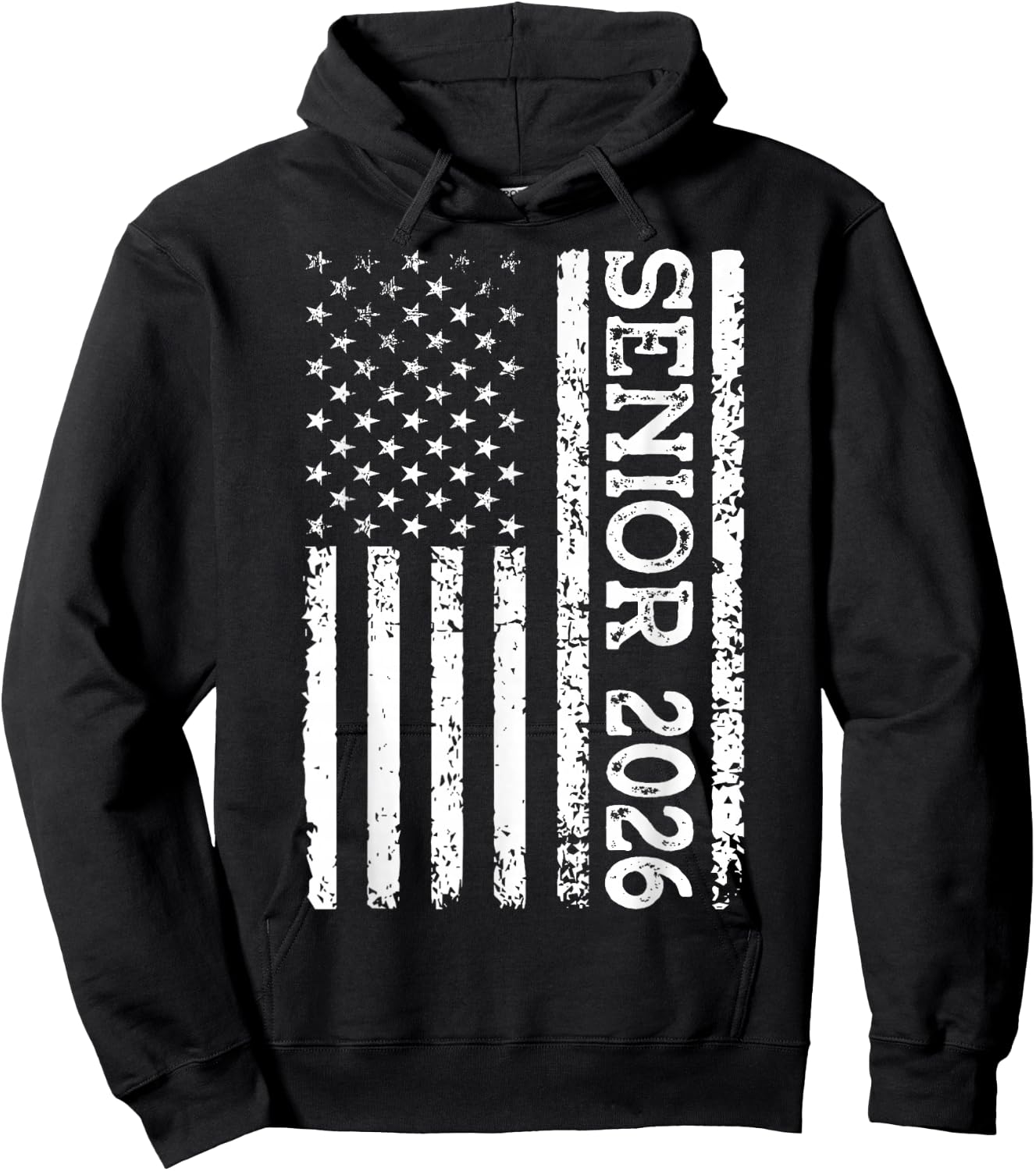 Senior Class of 2026 Patriotic American USA Flag Graduation Hoodie - Hoodie | Black