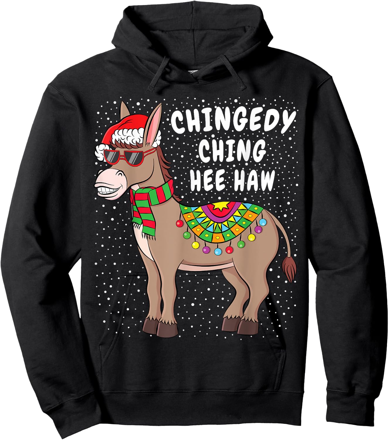Christmas Donkey Funny American Italian Xmas Gift Hoodie - Hoodie | Black