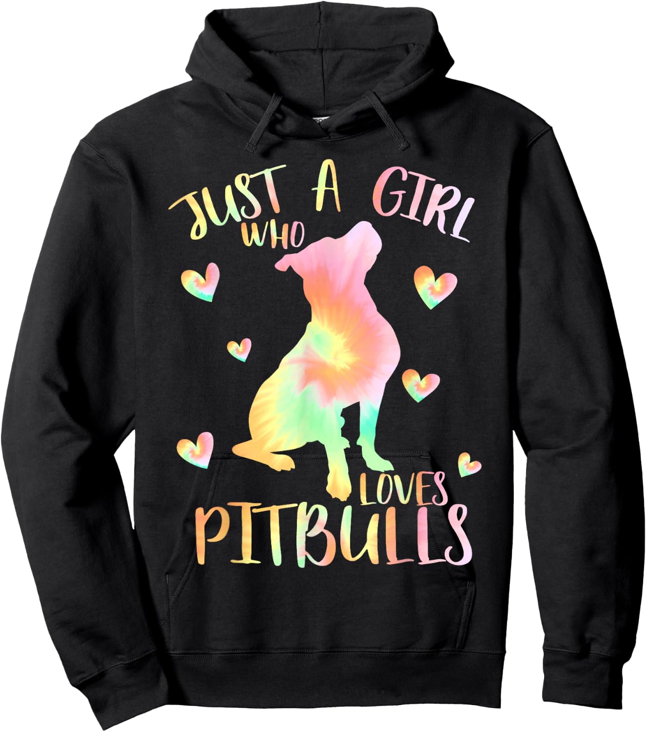 Just a Girl Who Loves Pitbulls Tie Dye Pitbull Teen Girls Hoodie - Hoodie | Black