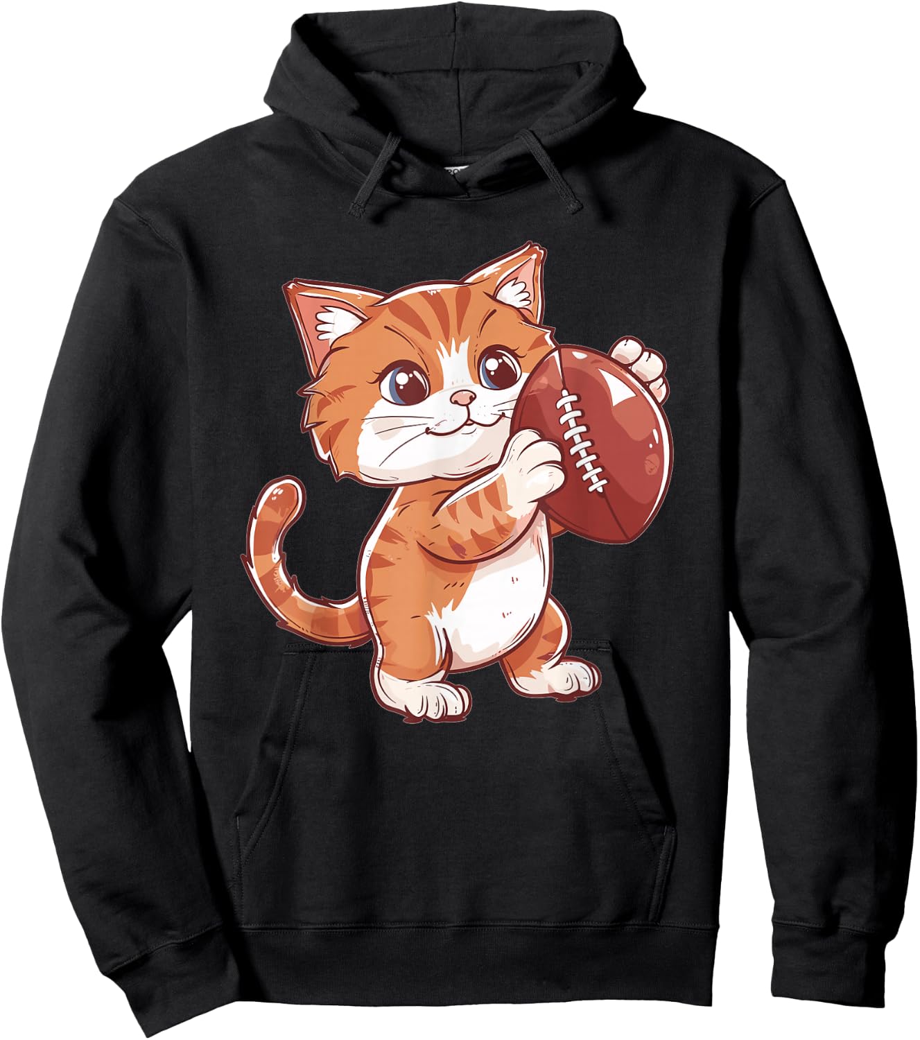 Cute Cat With Football I Cat Hoodie - Hoodie | Black