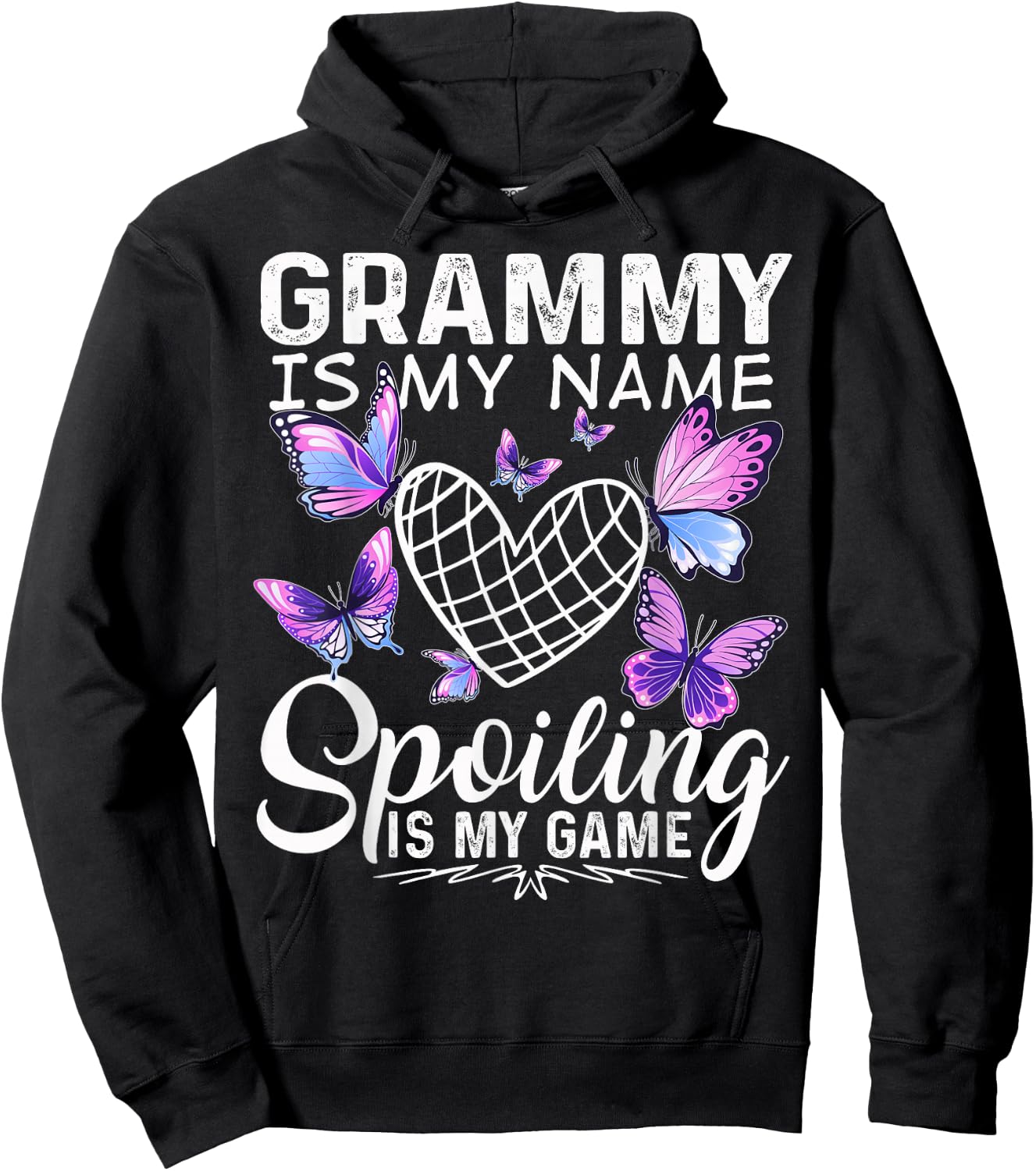 Grammy is my Name Spoiling is my Game Cute Butterflies print Hoodie - Hoodie | Black