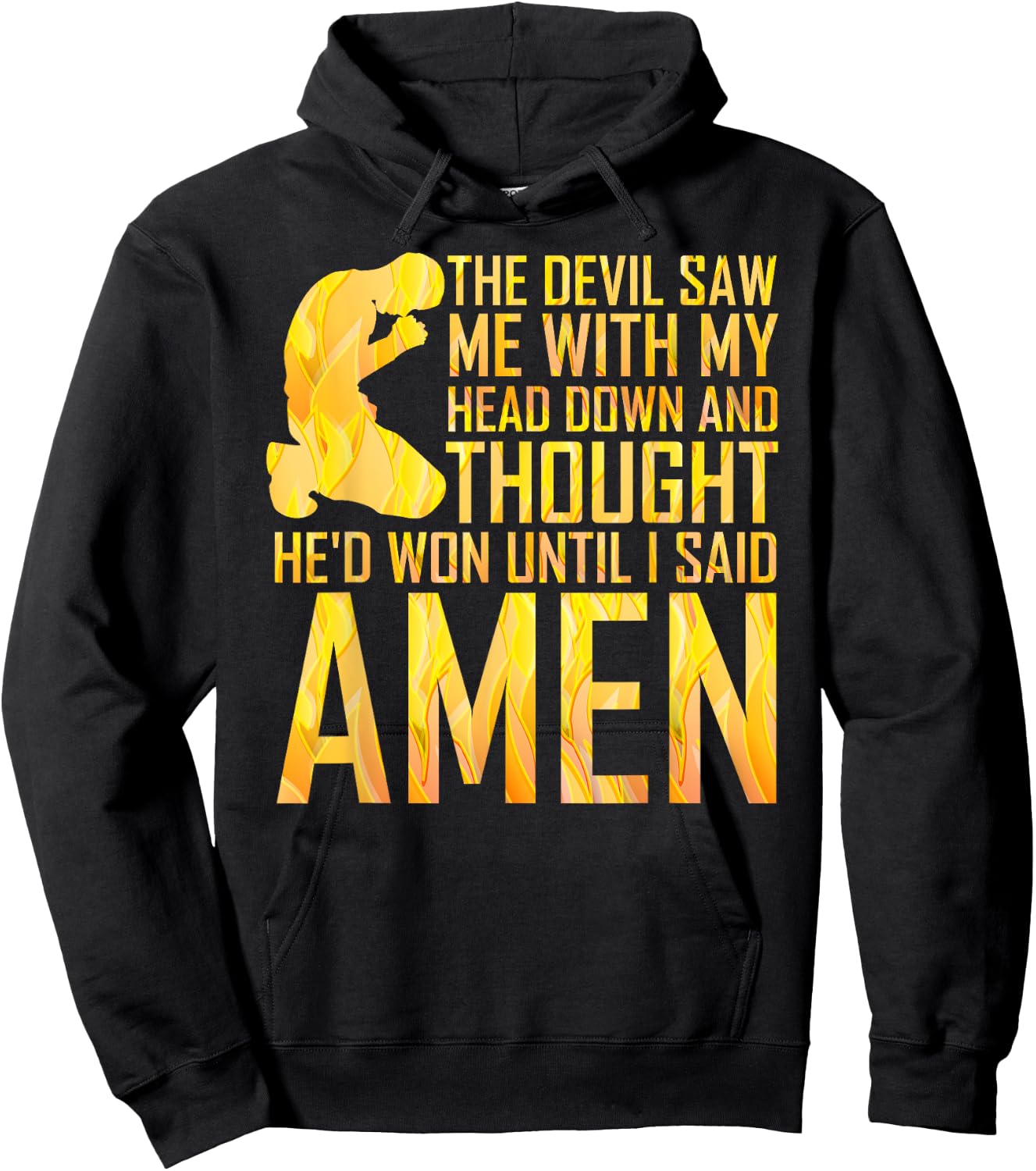 Christian Religious Devil Thought He'd Won Say Amen Hoodie - Hoodie | Black