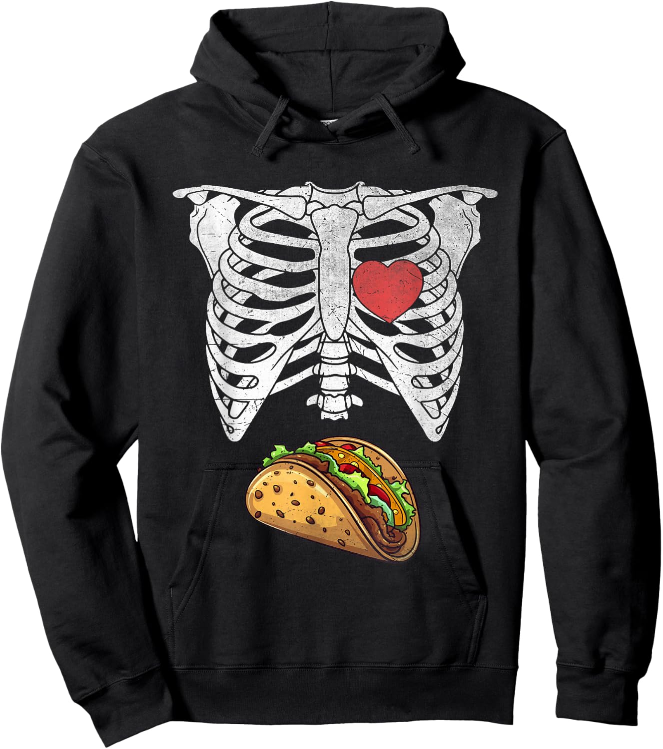 Halloween Dad Skeleton Tacos Funny Pregnancy Couple Hoodie - Hoodie | Black