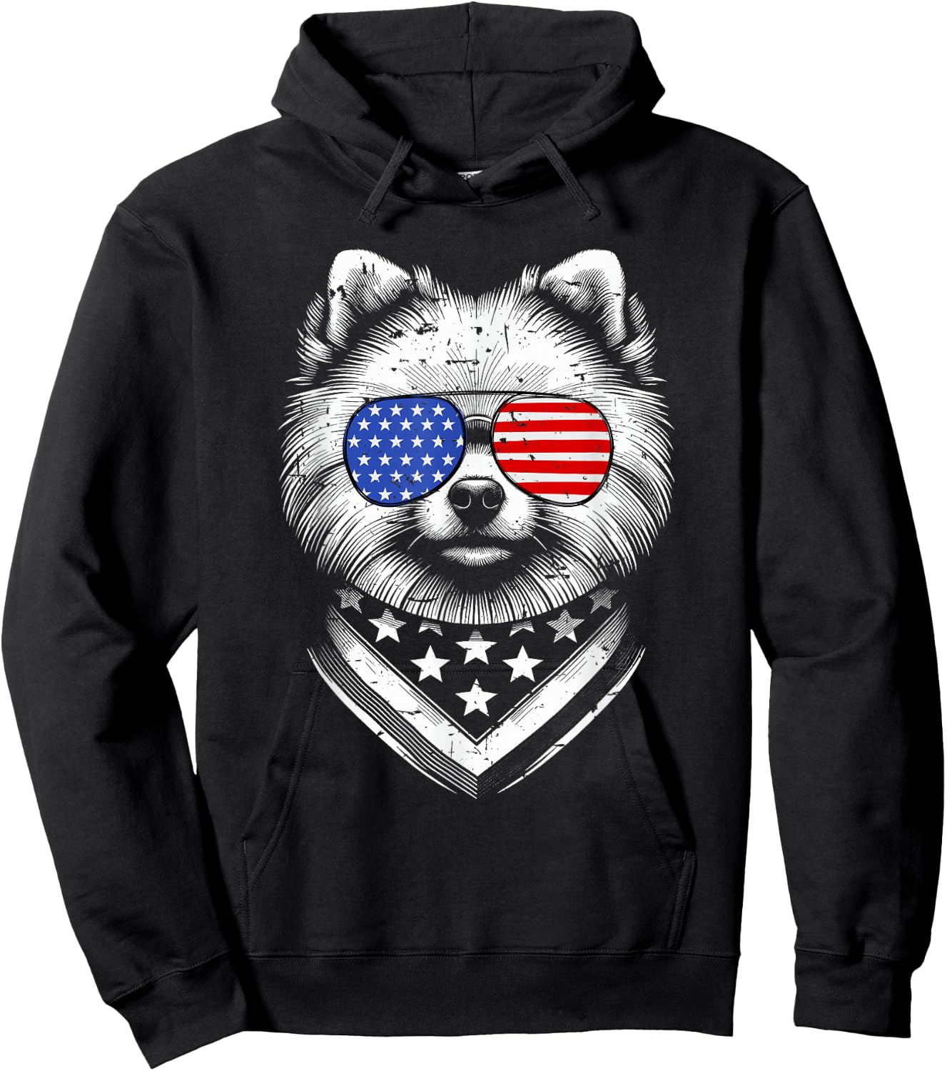Pomeranian Dog Dad Patriotic 4th of July American US Flag Hoodie - Hoodie | Black