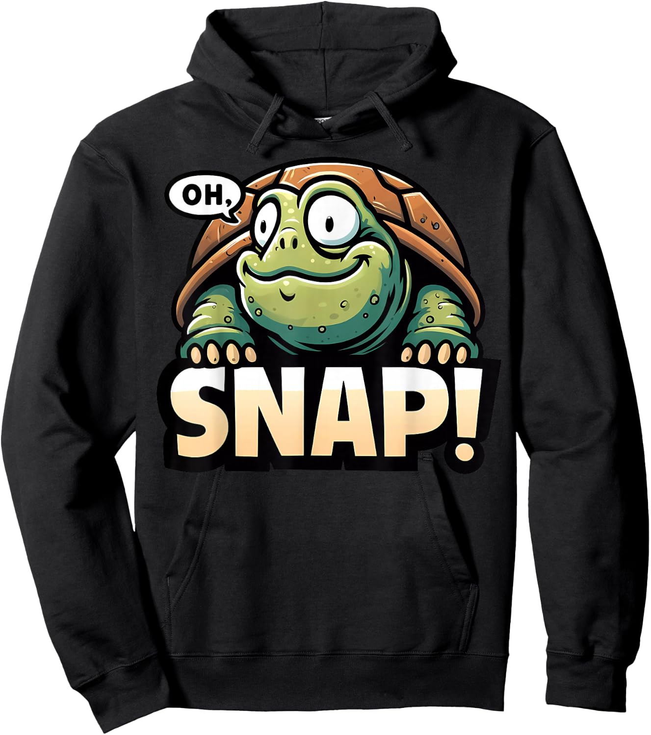 Funny Snapping Turtle Oh Snap Cute Animal Pun Humor Hoodie - Hoodie | Black