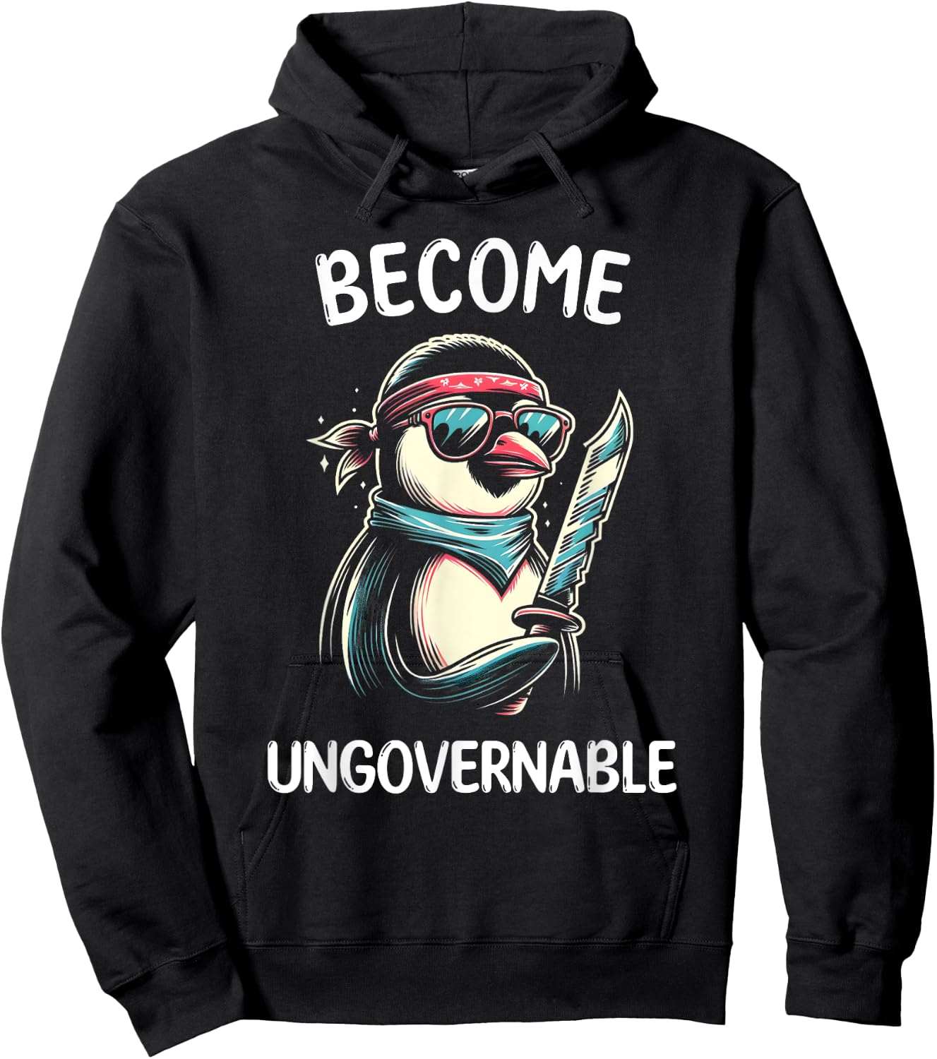 Become Ungovernable Meme - Funny Penguin Meme Retro Vintage Hoodie - Hoodie | Black