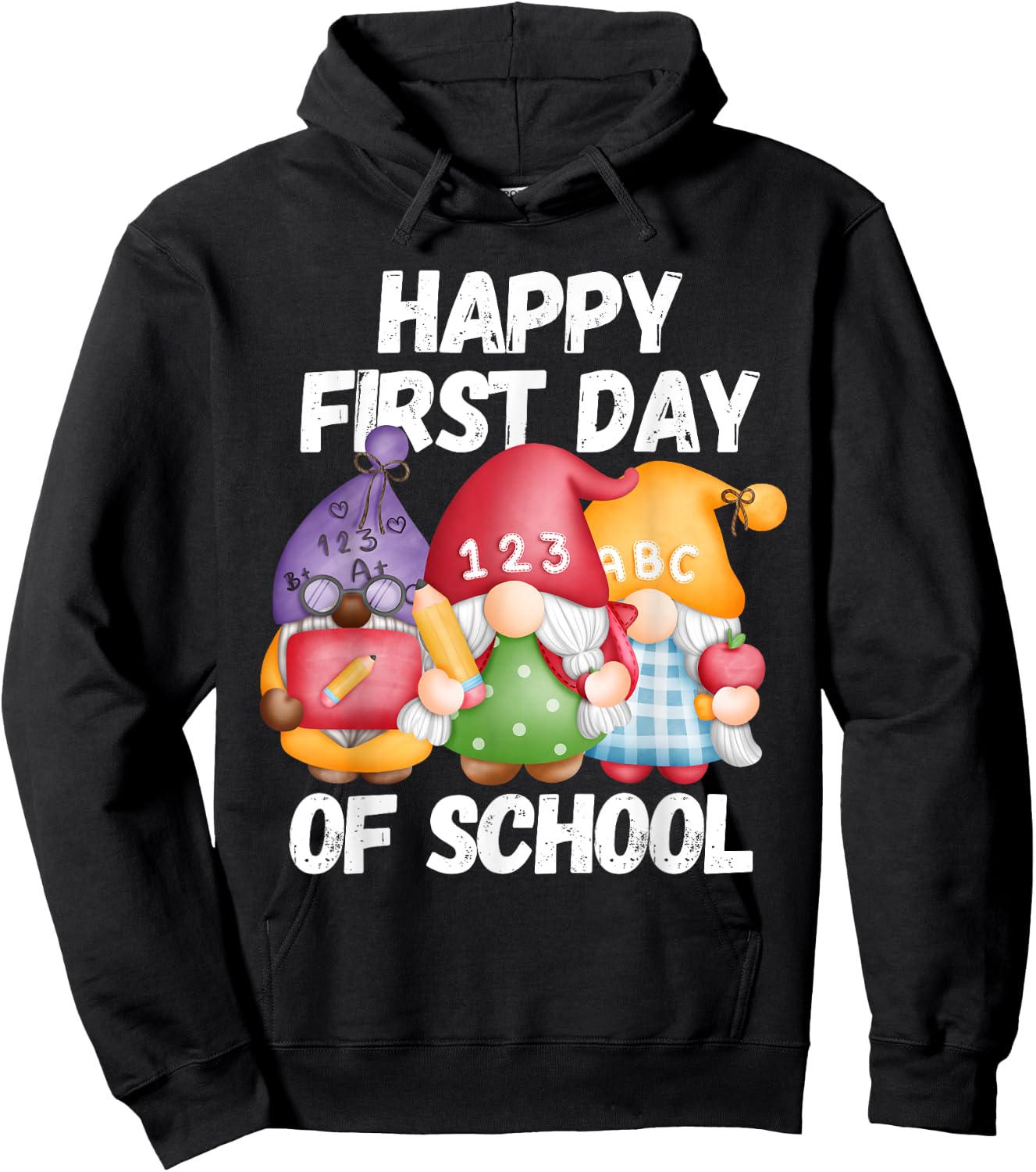 Gnome Happy First Day Of School Cute Back To School Teacher Men Women Girls Kids Hoodie - Hoodie | Black