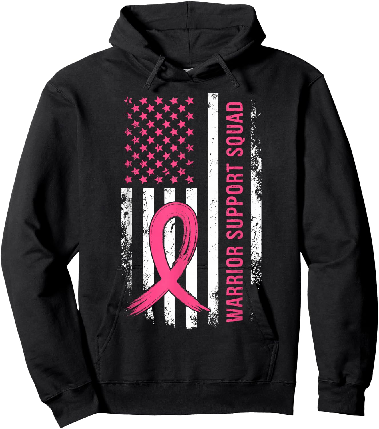 Breast Cancer Support Squad Pink Ribbon Hoodie - Hoodie | Black
