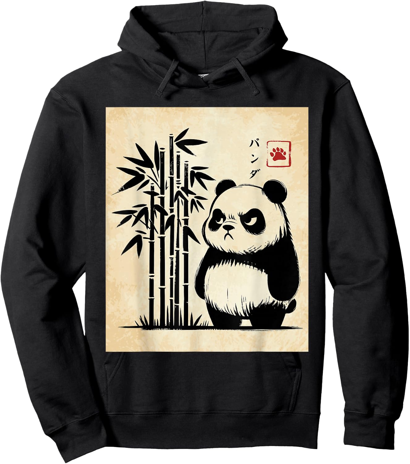 Kawaii Panda Ink Japanese Streetwear Novelty Funny Panda Hoodie - Hoodie | Black