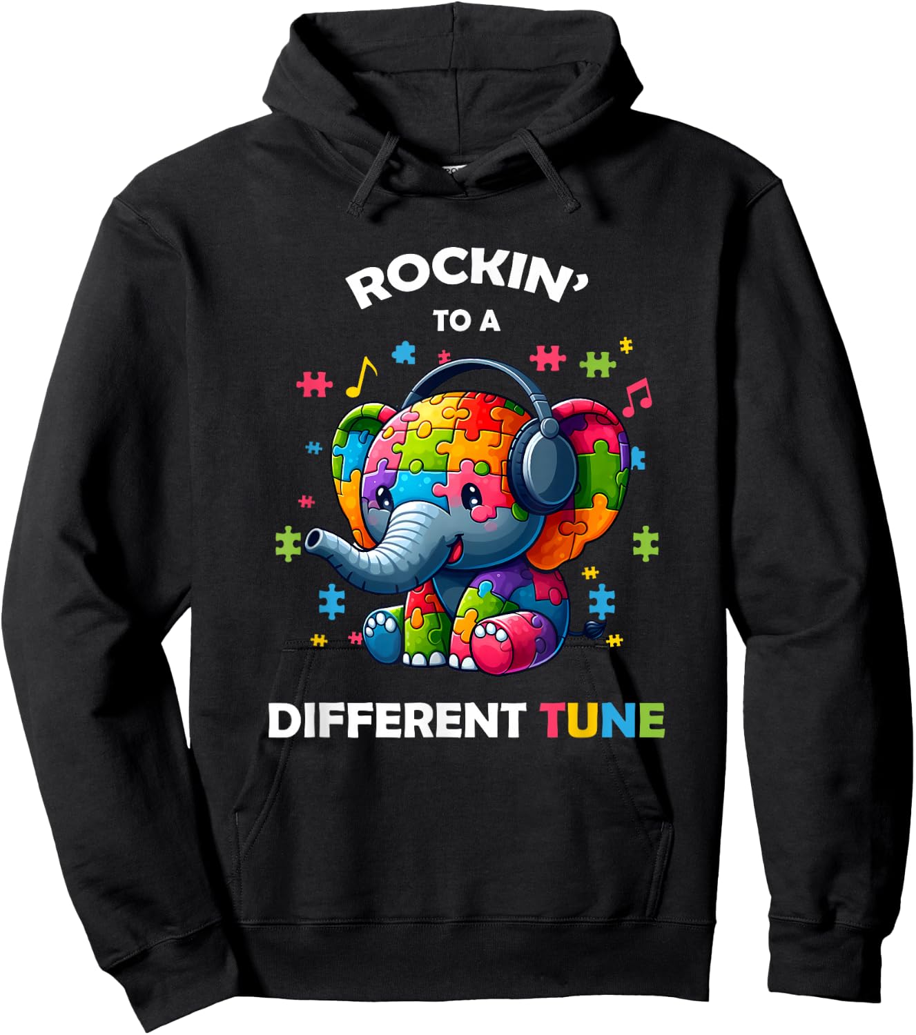 Rocking To A Different Tune Funny Autism Awareness Kids Boys Hoodie - Hoodie | Black