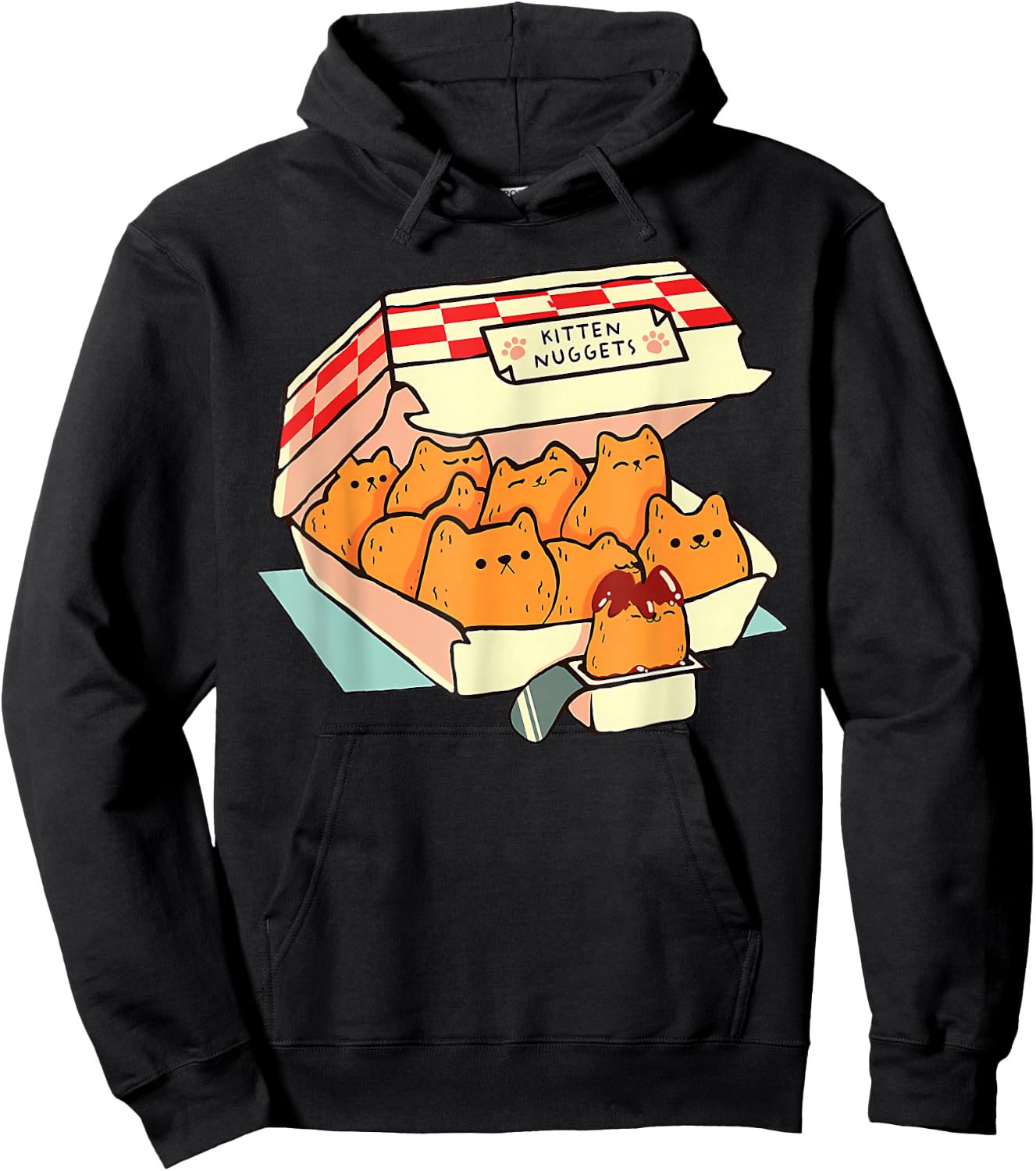 Kitten Nuggets Food Pun Cat Lover Gift Chicken Nuggets Hoodie - Hoodie | Black