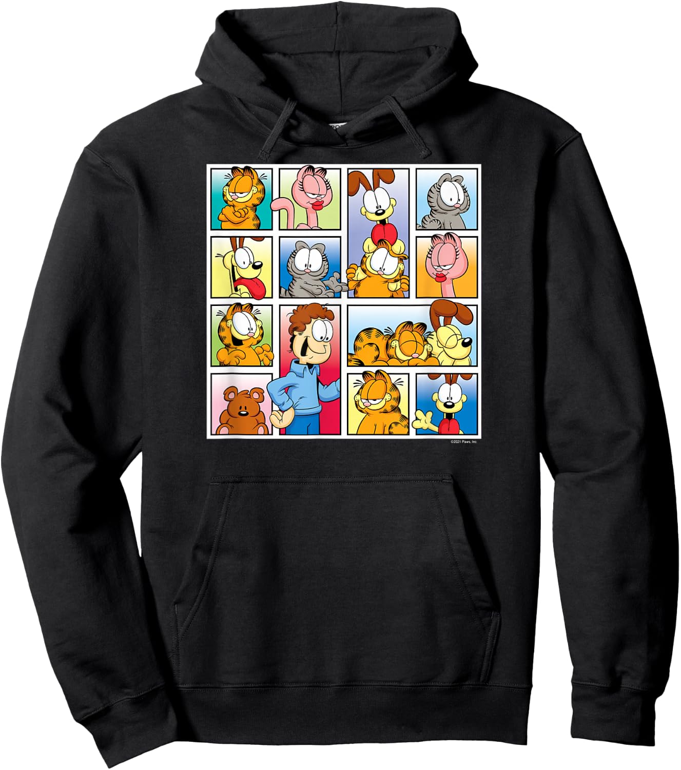 Garfield - Jon, Odie, Arlene, Nermal Friends Grid Hoodie - Hoodie | Black