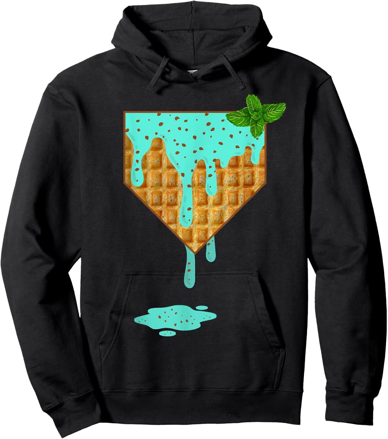 Home Plate Drip - Mint Chocolate Chip Softball & Baseball Hoodie - Hoodie | Black