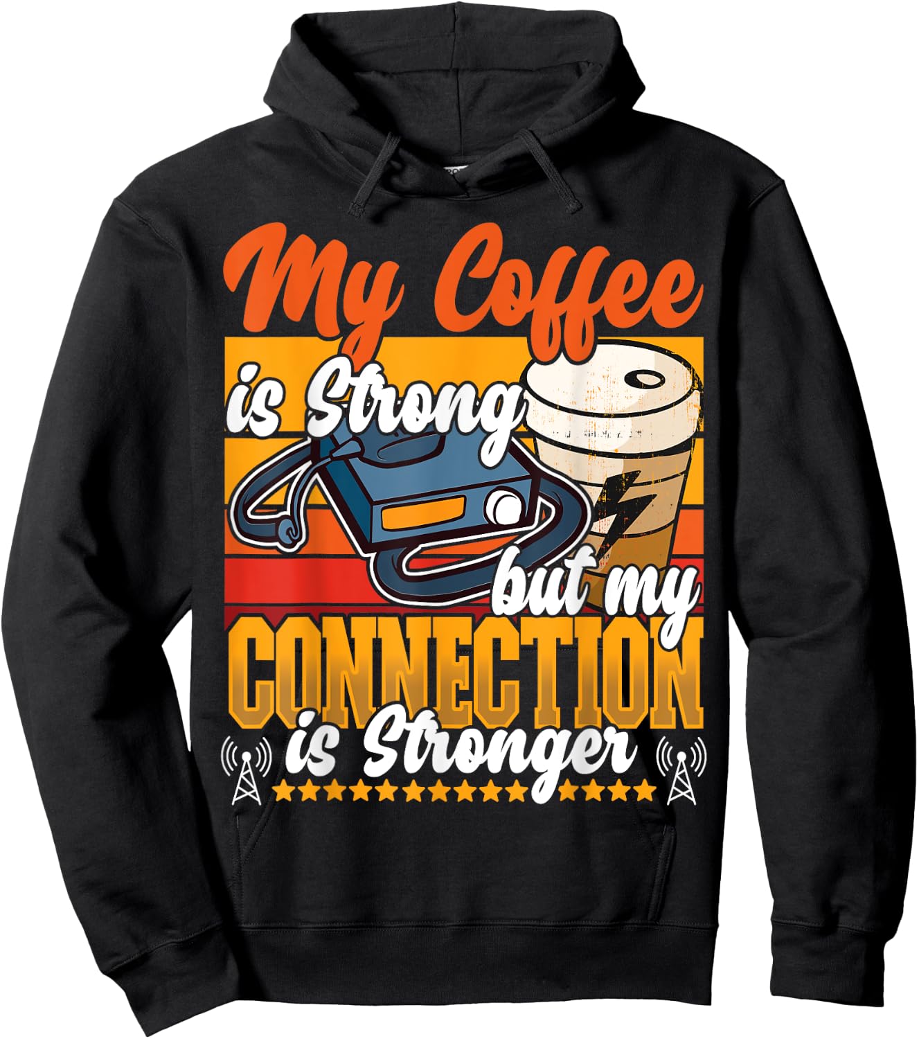 Best Licensed Amateur Ham Radio Operator Designs - Ham Radio & Coffee - Black Retro Collarless Short Sleeve Classic Fit - Small - Women's Casual Novelty Hoodie - Hoodie | Black