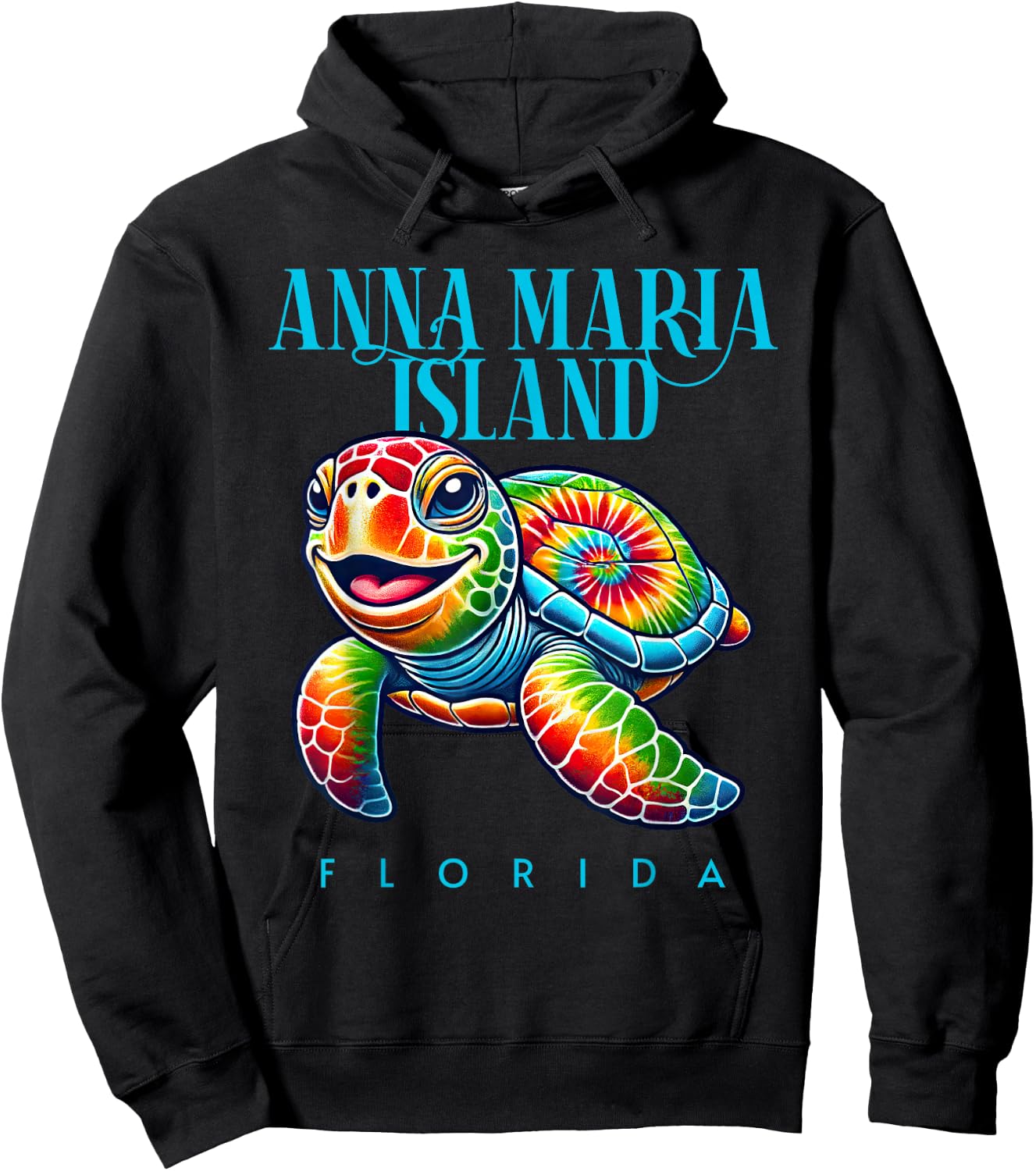 Anna Maria Island Florida Smiling Tie Dye Sea Turtle Hoodie - Hoodie | Black