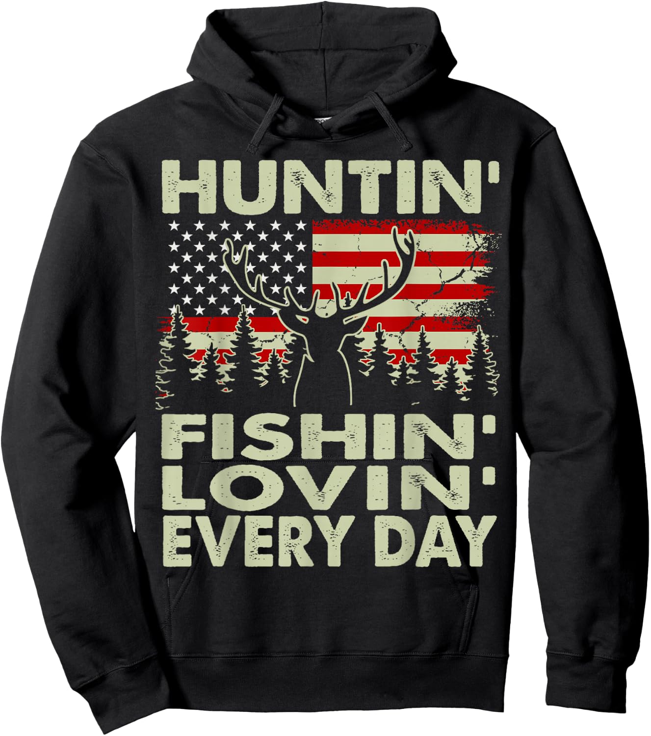Huntin Fishin Lovin Every Day Deer Hunting Gift Dad Daughter Hoodie - Hoodie | Black