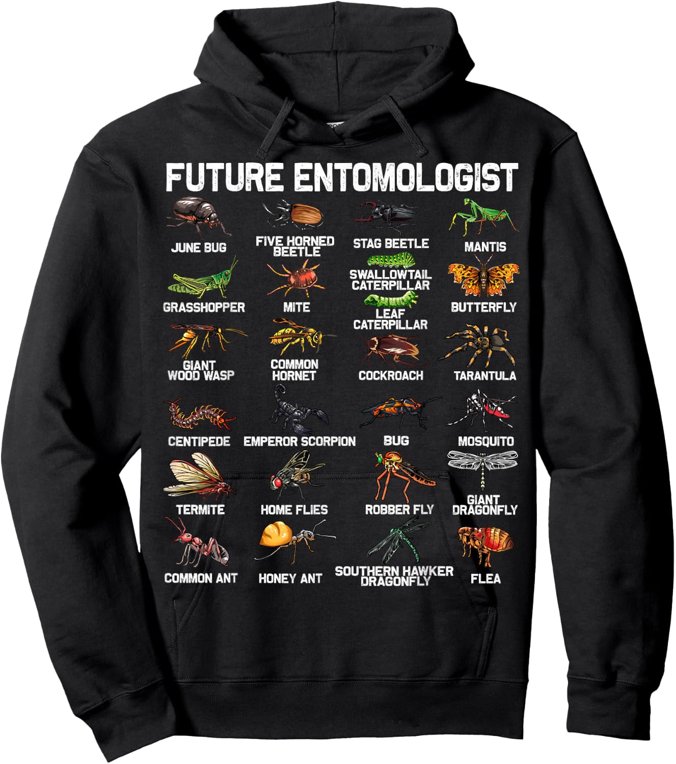 Funny Bug Catcher Designs for Kids Men Women Insect Hunter Small Hoodie - Hoodie | Black
