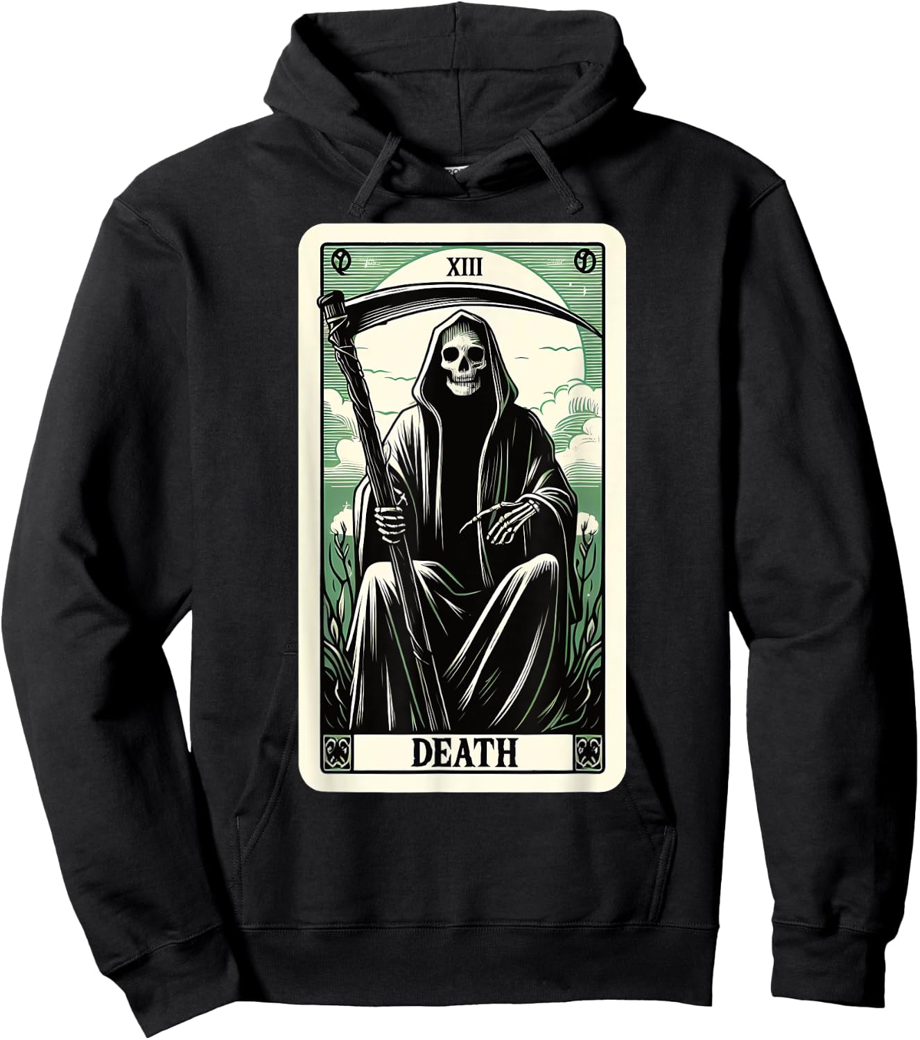 Blackcraft Clothing & Fortune Telling Accessories Tarot Card Death XIII, Satanic Goth Halloween Grim Reaper , Small Hoodie - Hoodie | Black