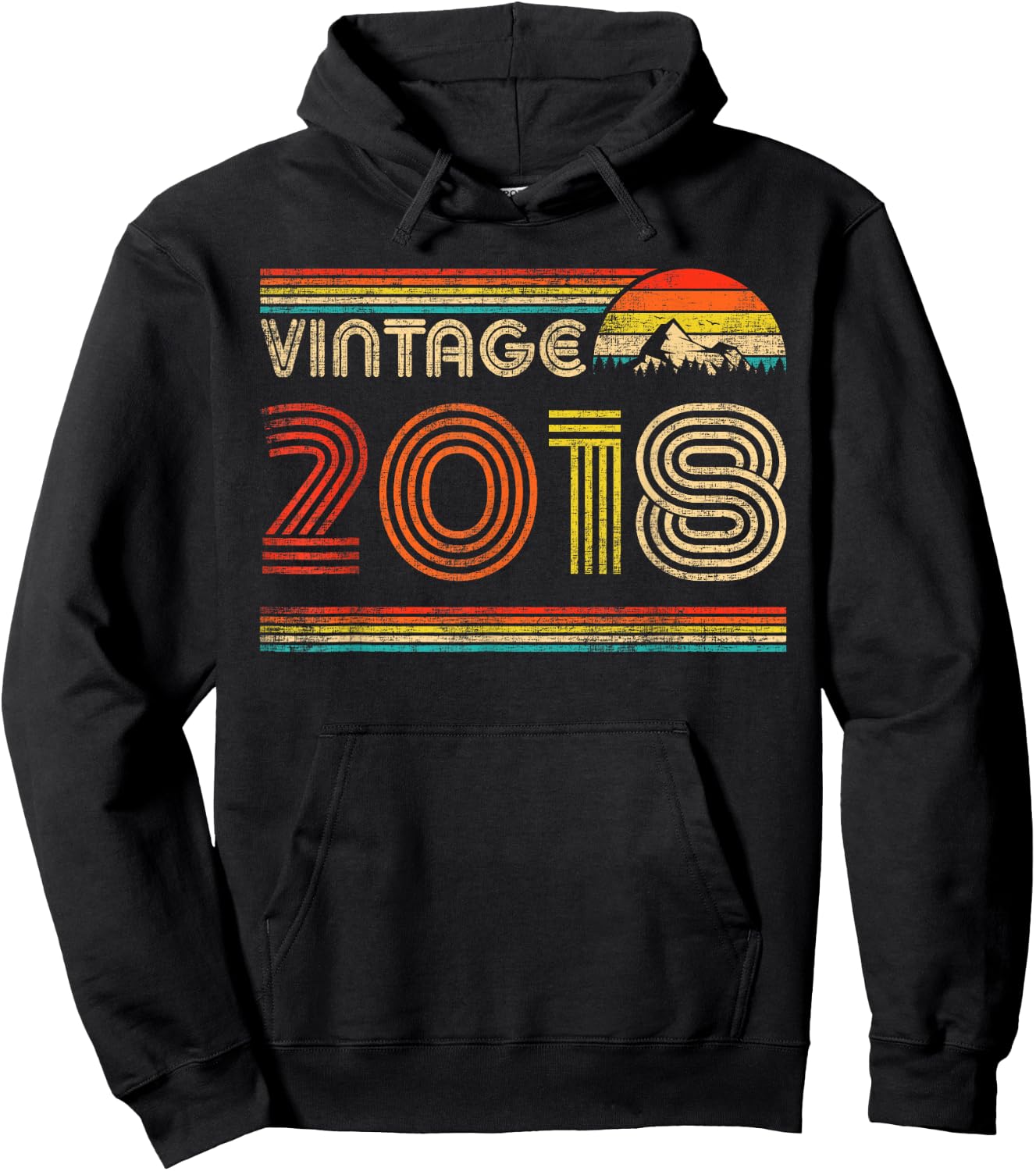 Vintage 2018 6th Birthday 6 Years Old Boys Girl Kids Vintage Hoodie - Hoodie | Black