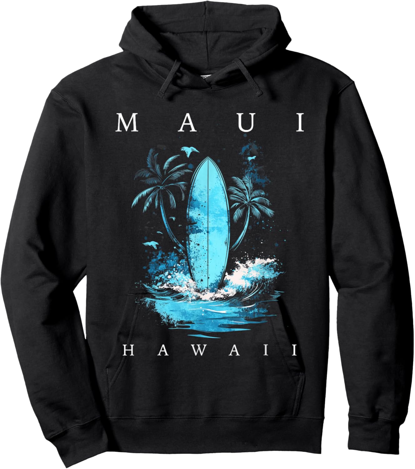 Maui Hawaii Vintage Surf Beach Surfing Surfer Souvenir Hoodie - Hoodie | Black