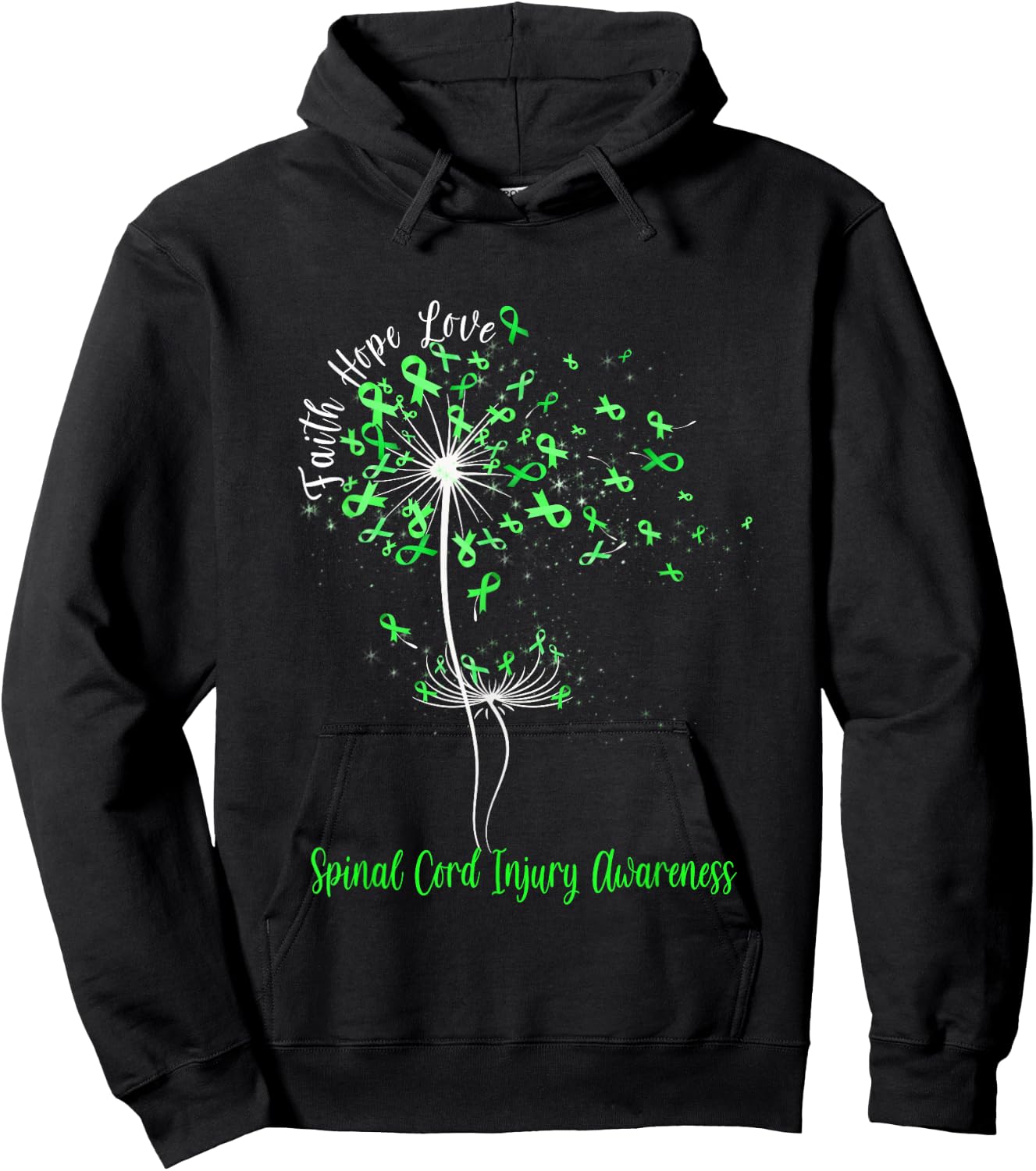 Dandelion Faith Hope Love Spinal Cord Injury Awareness Flow Hoodie - Hoodie | Black