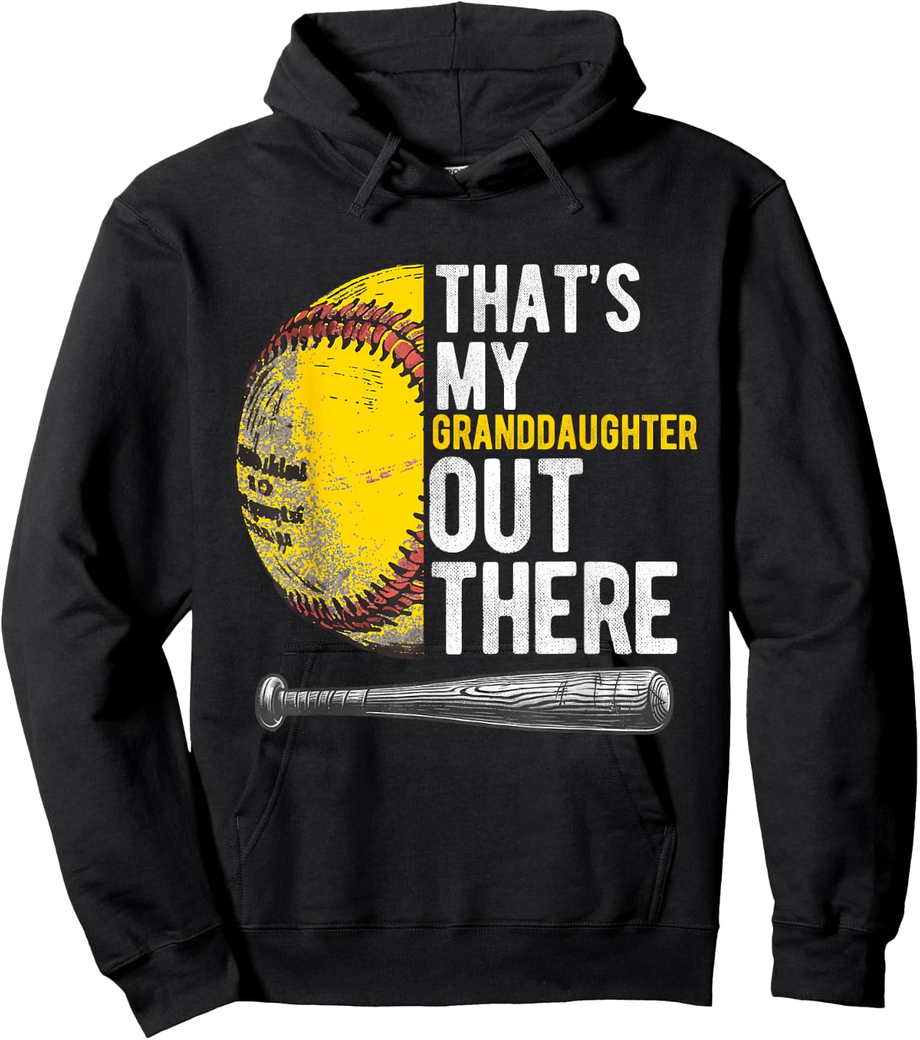 That's My Granddaughter Out There Softball Grandpa Hoodie - Hoodie | Black
