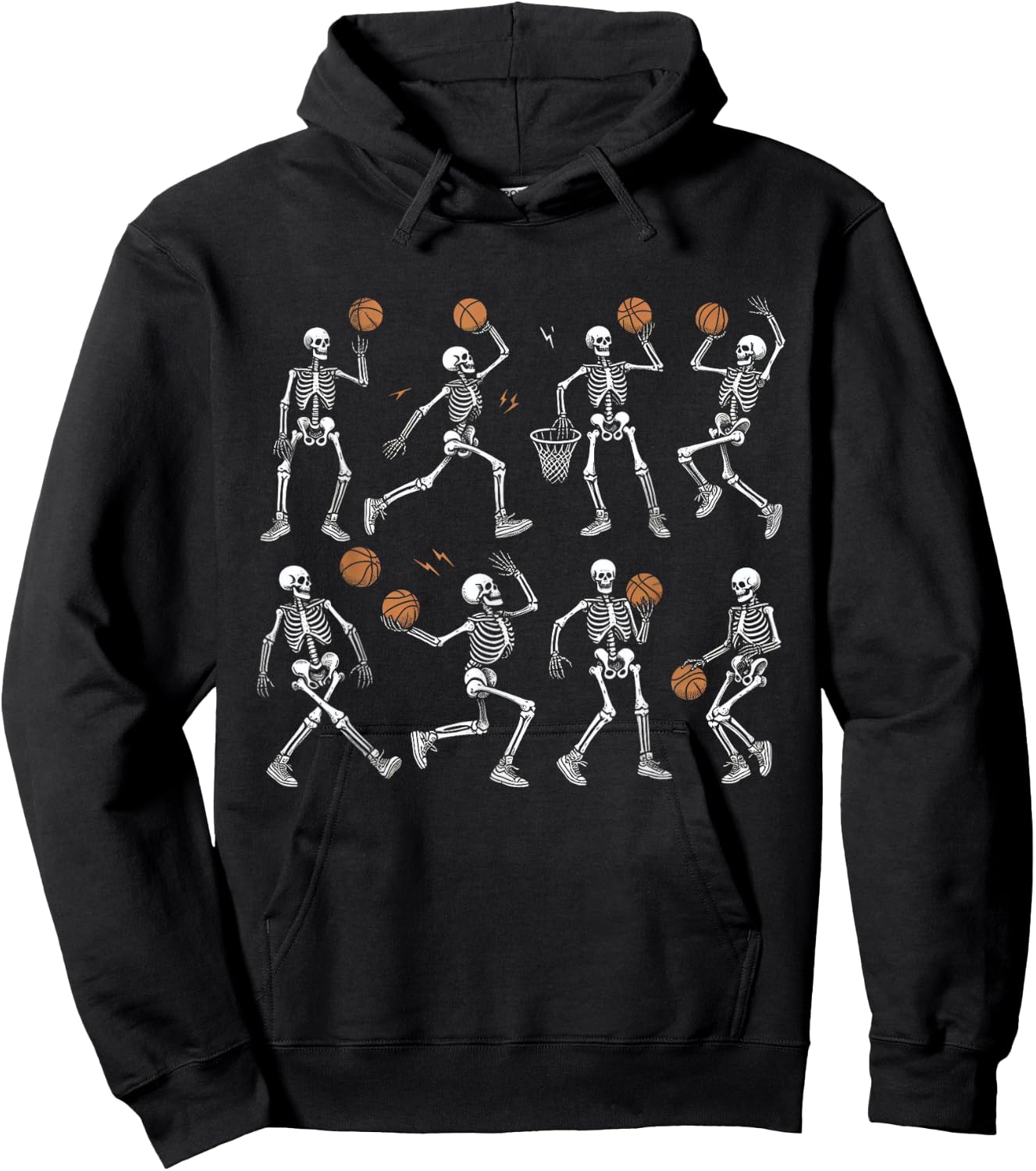 Halloween Basketball Skeletons Dunking Dribble Boys Kids Hoodie - Hoodie | Black