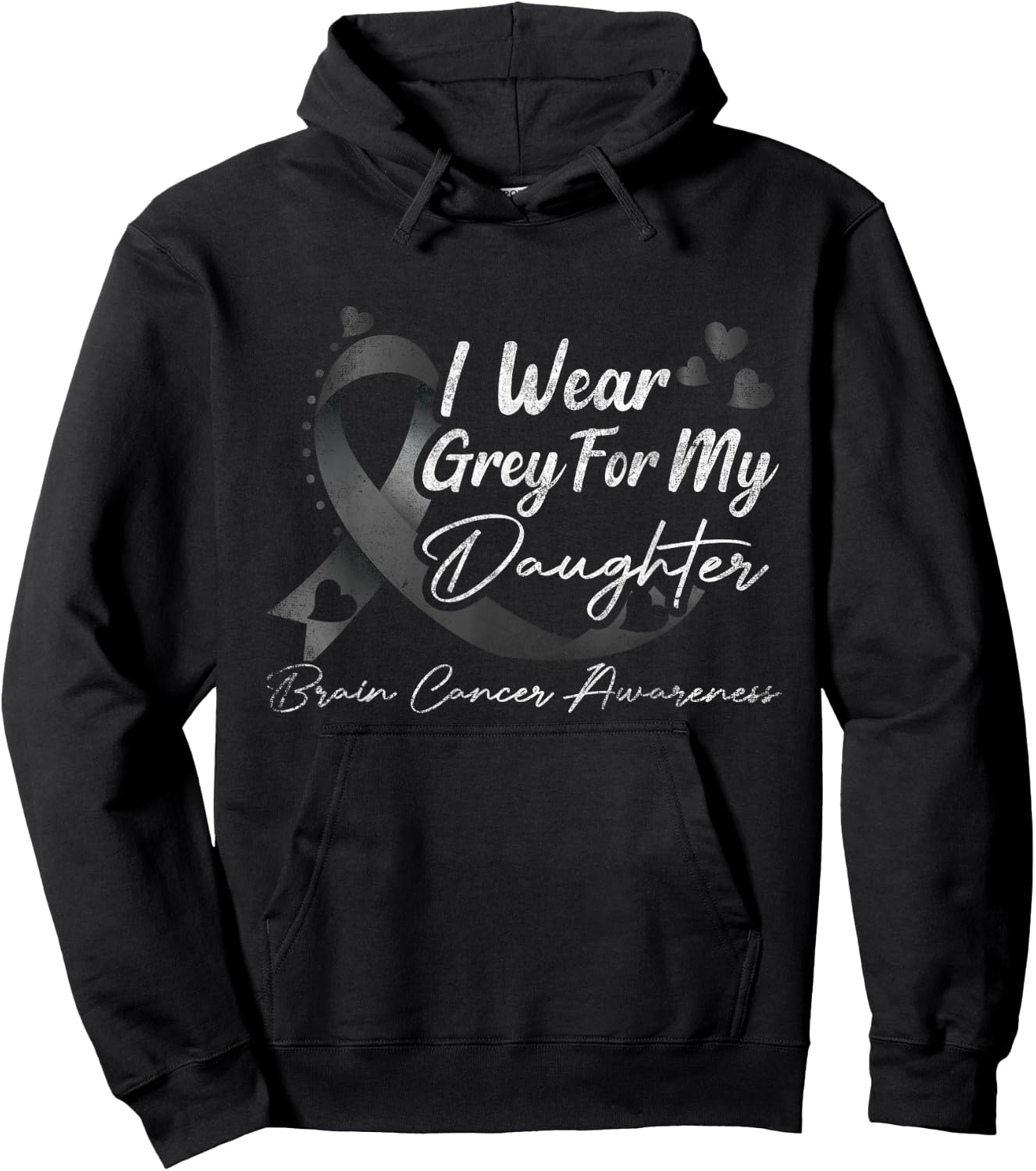 I Wear Grey For My Daughter Brain Cancer Awareness Hoodie - Hoodie | Black