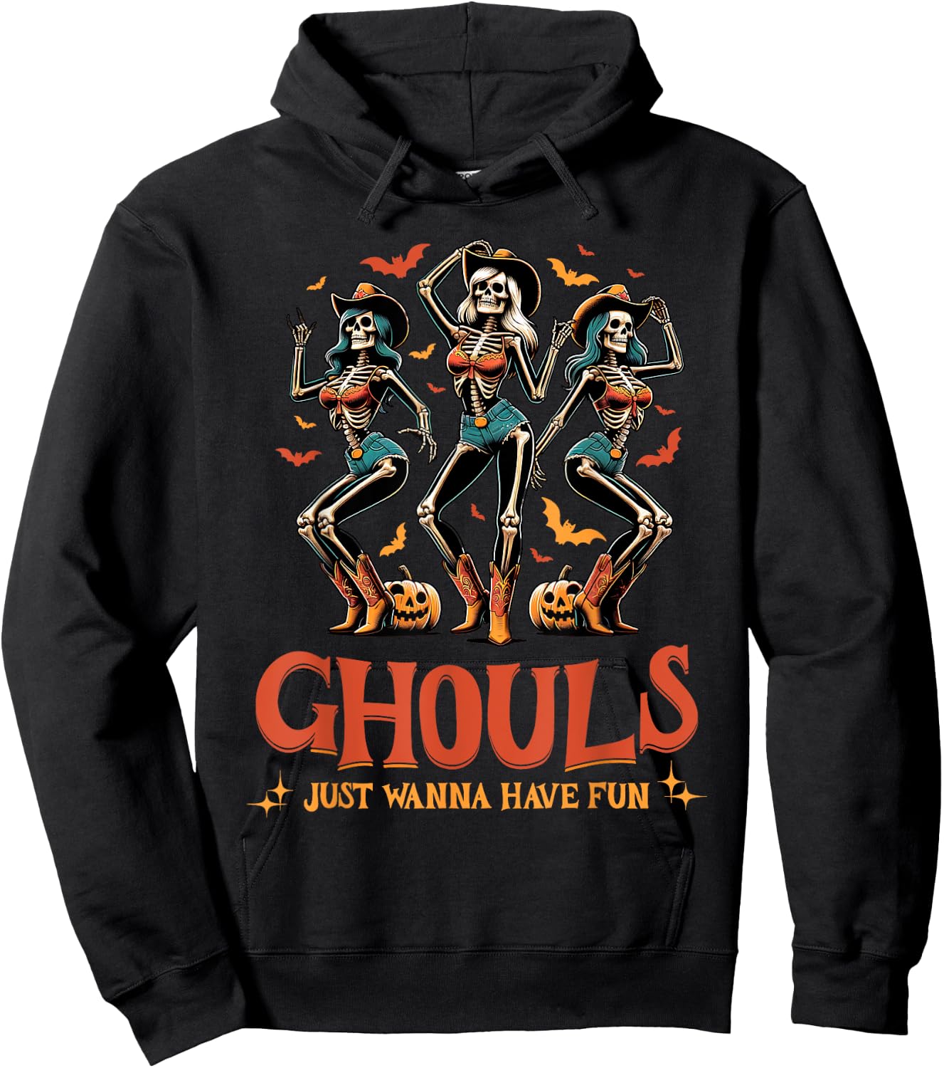 Funny Halloween Ghouls Just Wanna Have Fun Cowgirl Hoodie - Hoodie | Black