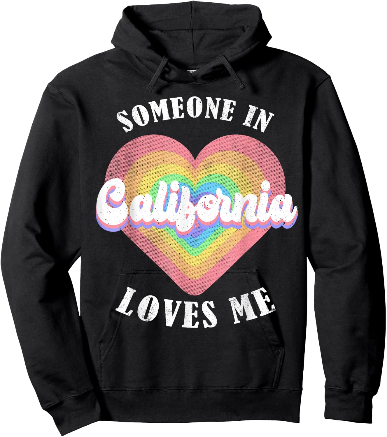 Someone In California Loves Me Heart Retro Groovy Hoodie - Hoodie | Black