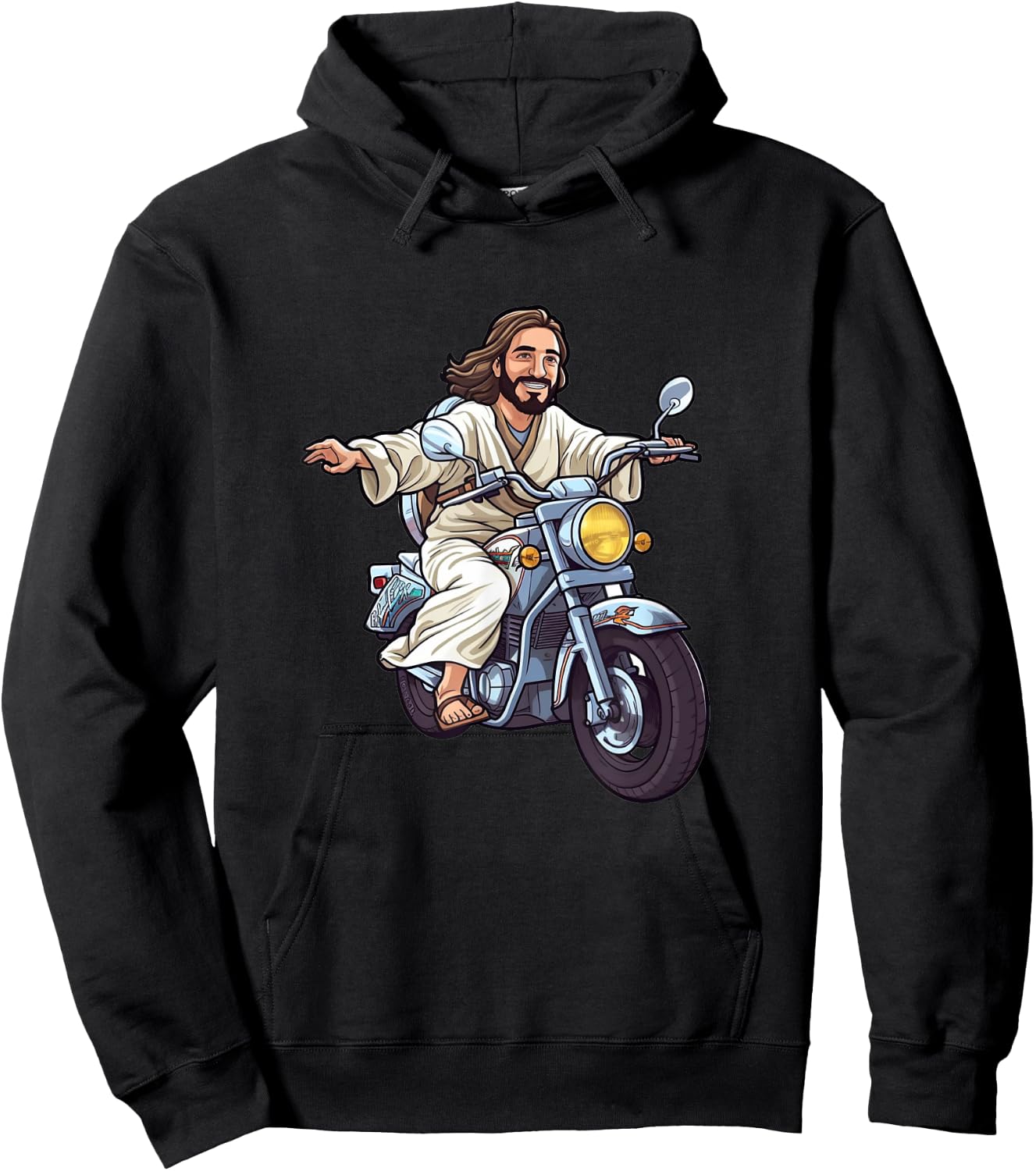 Funny Jesus Christ on a Bike God Fun Church Gift Hoodie - Hoodie | Black