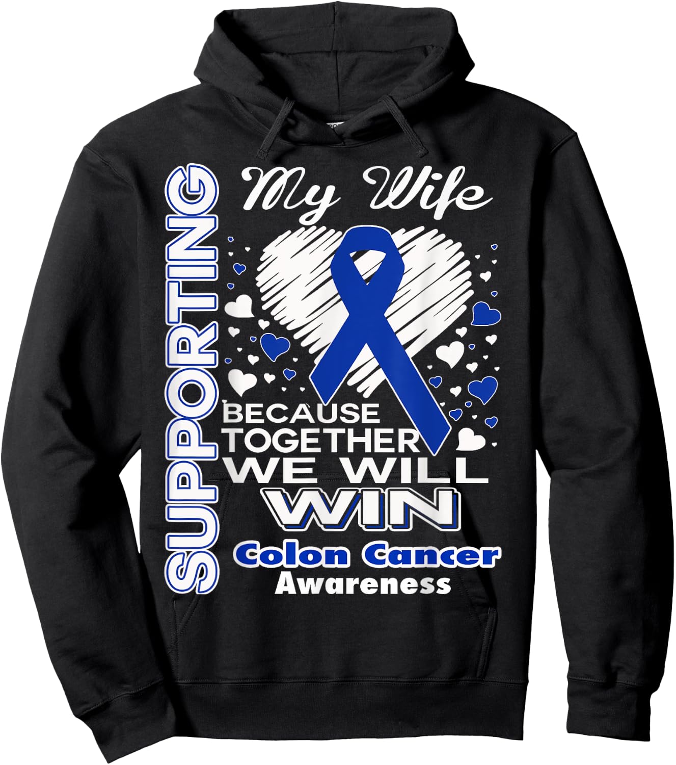 Supporting My Wife - Colon Cancer Awareness Shirt Hoodie - Hoodie | Black