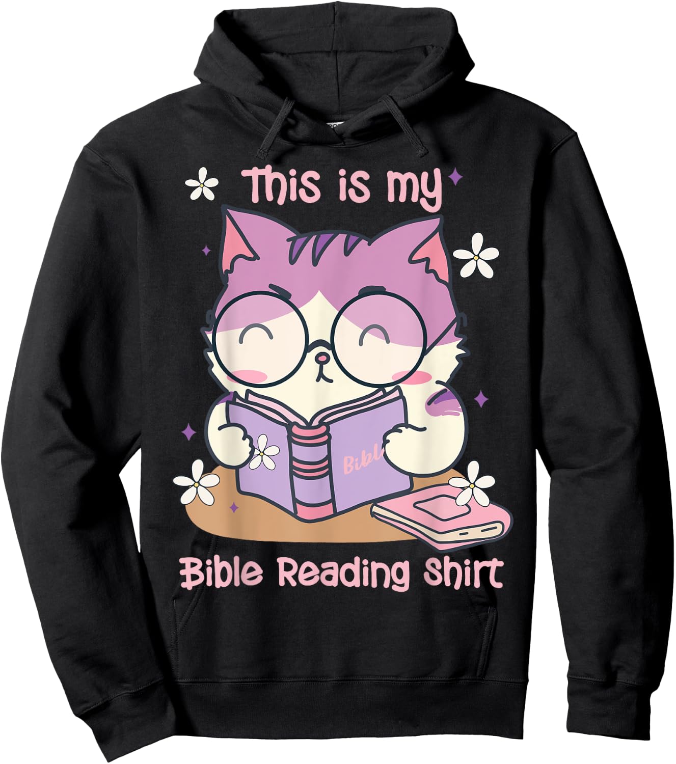 This Is For Bible Reading Cat Cute Christian Hoodie - Hoodie | Black