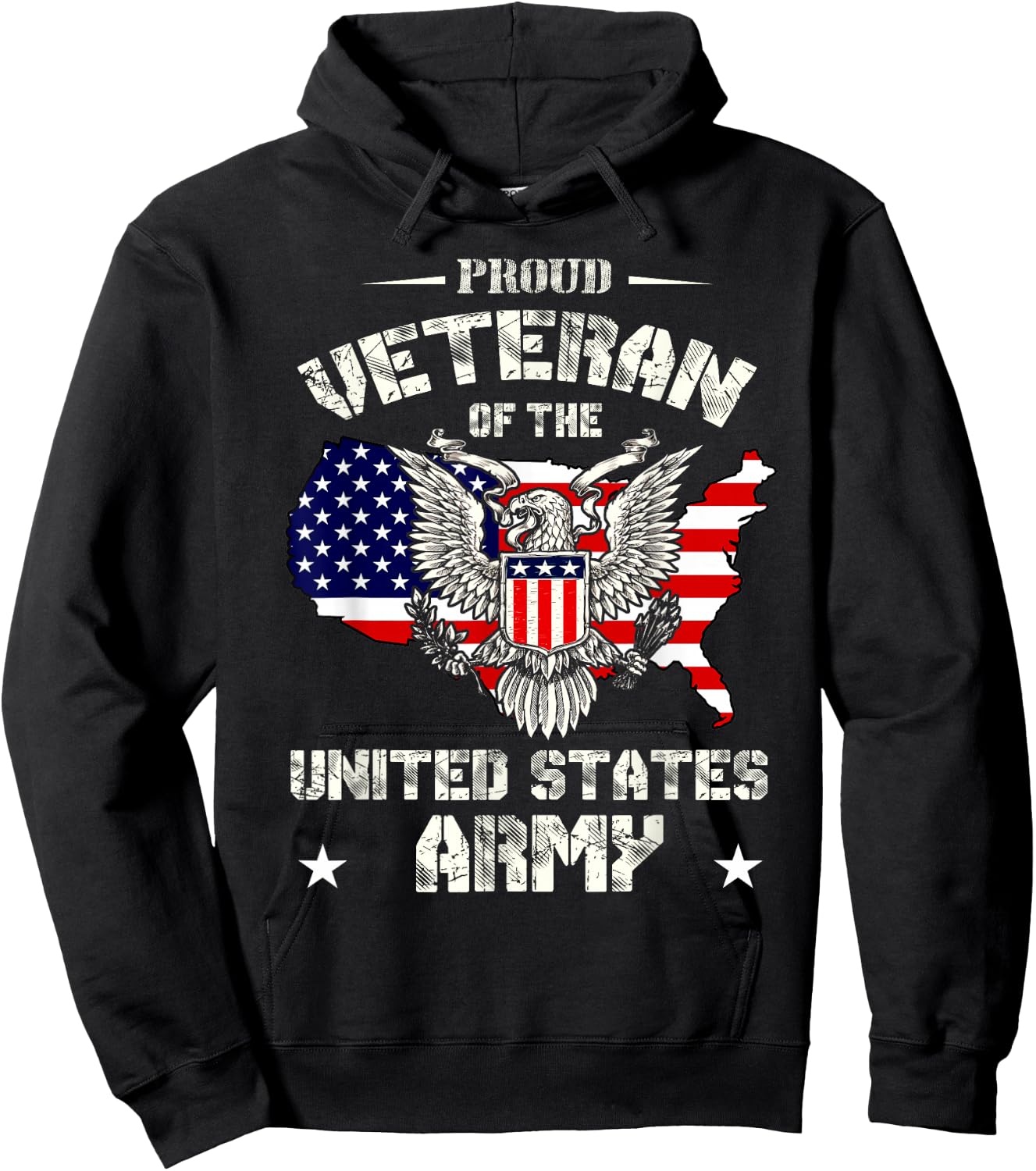 Proud Veteran of the US Army - USA Flag Soldier Veteran Hoodie - Hoodie | Black