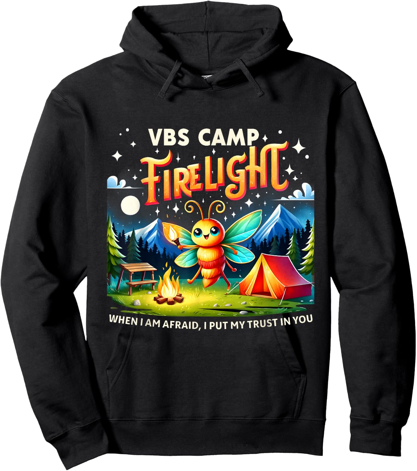 Vacation Bible School Camp Firelight VBS Camp Firework 2024 Hoodie - Hoodie | Black
