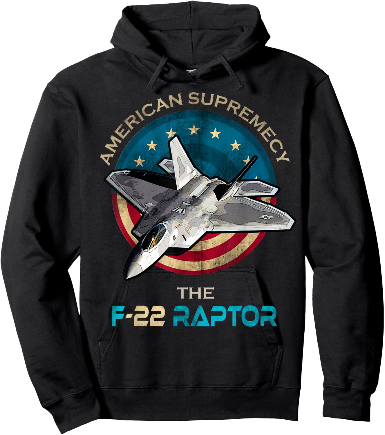 F22 Raptor American Patriotic Fighter Jet 4th of July Flag Hoodie - Hoodie | Black