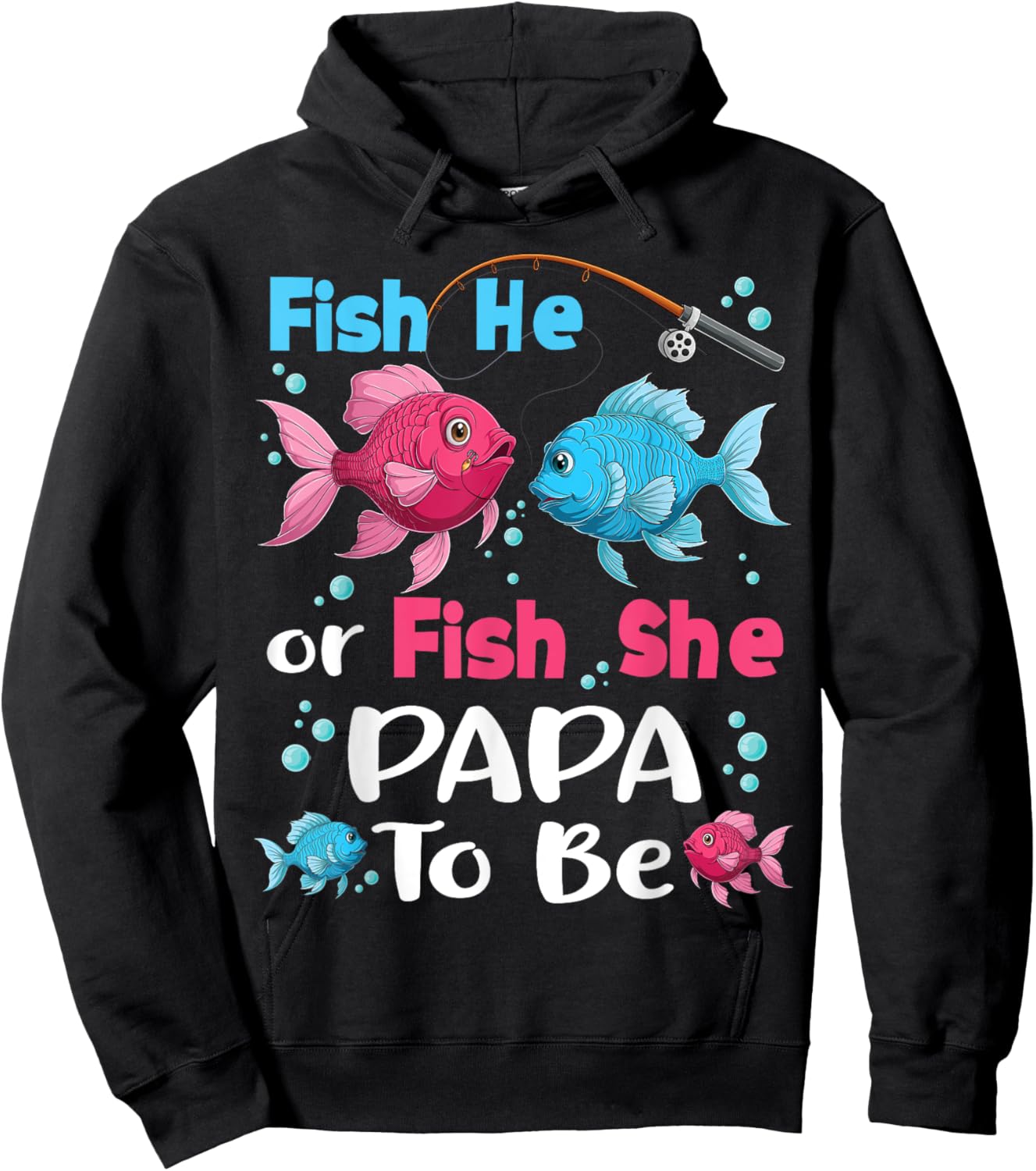 fish he or fish she gender reveal family matching Papa Hoodie - Hoodie | Black