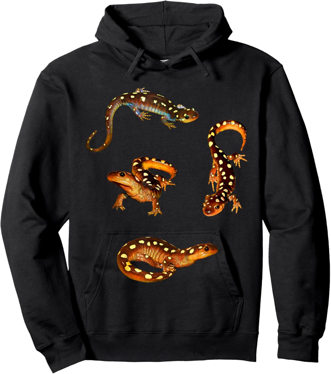 Froghaven Farm Spotted Salamanders , Salamander, Ambystoma Maculatum, Caudate, Urodele, Spring Lizard, Black, Small, Short Sleeve, Classic Fit, Cotton 60%, Polyester 40% Hoodie - Hoodie | Black
